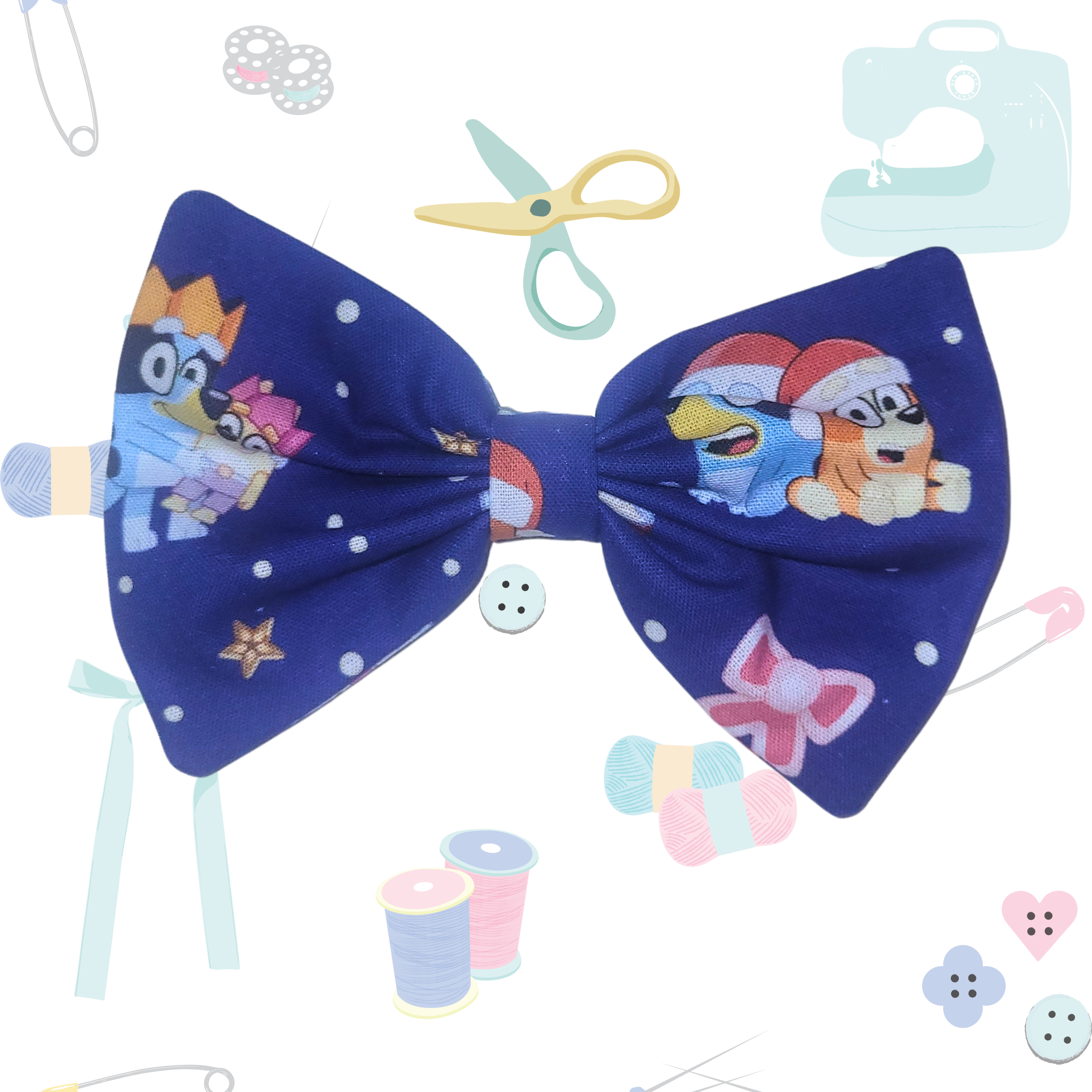 Small Single Bow - Blue Dog Christmas