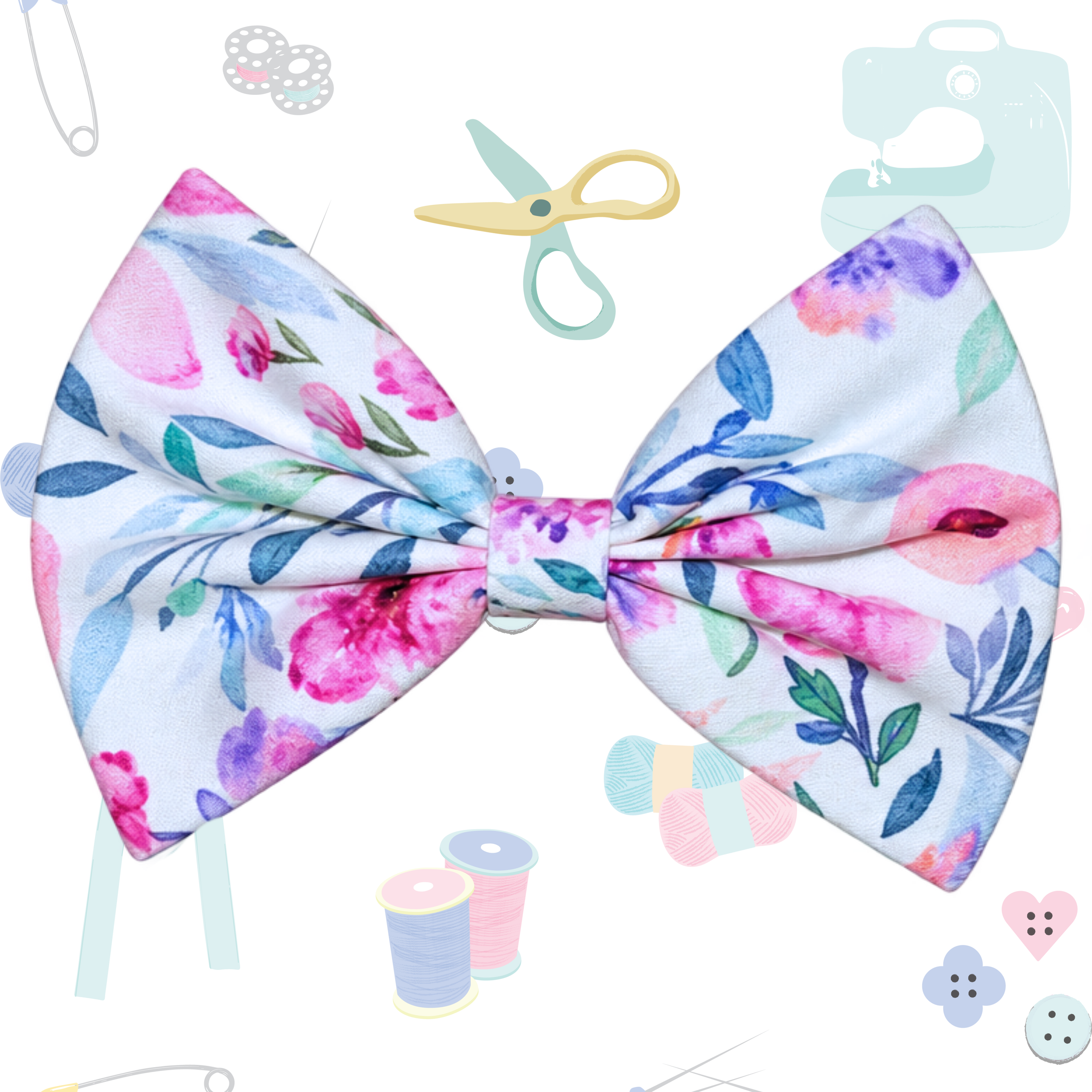 Small Single Bow - Light Pink Floral