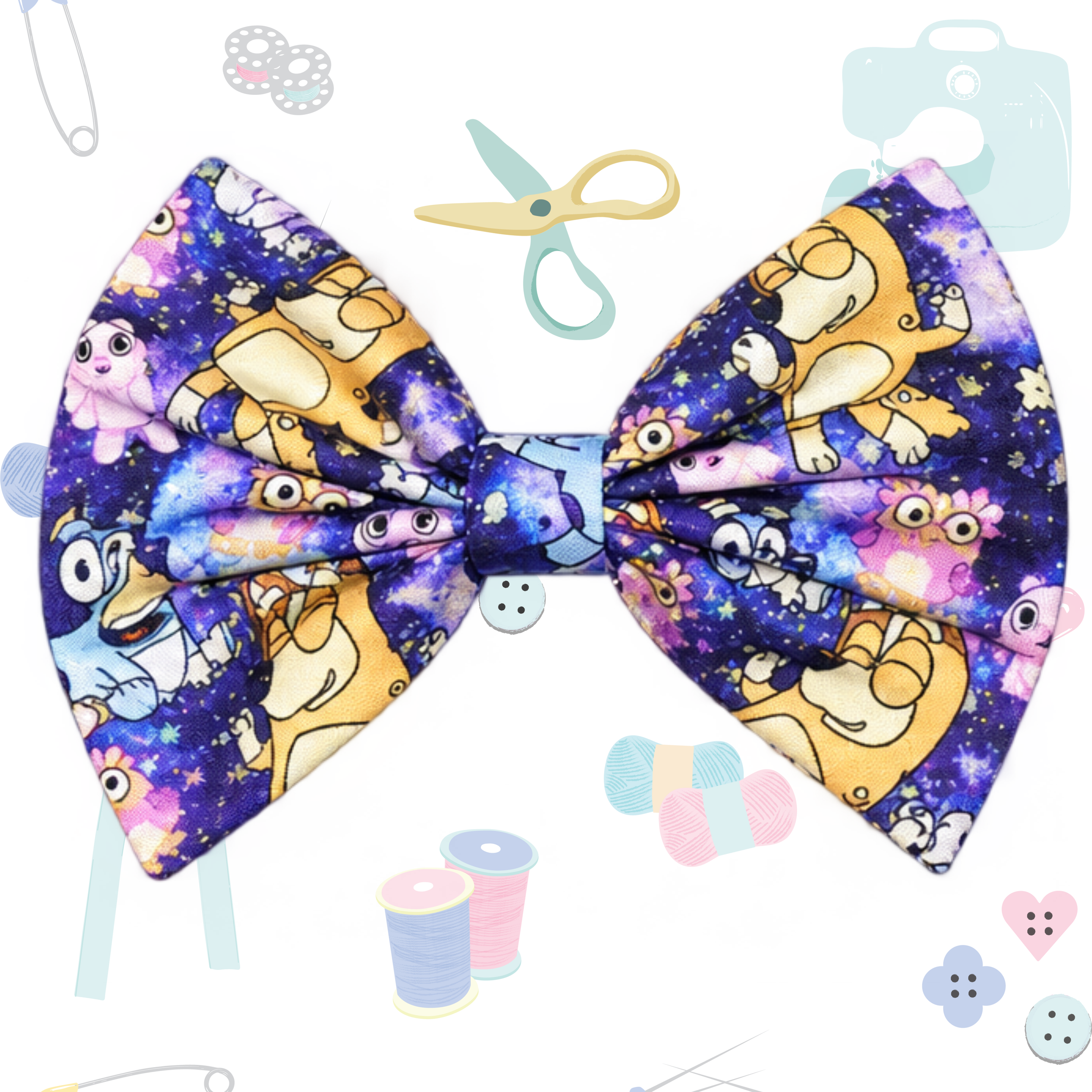 Small Single Bow - Blue Dog