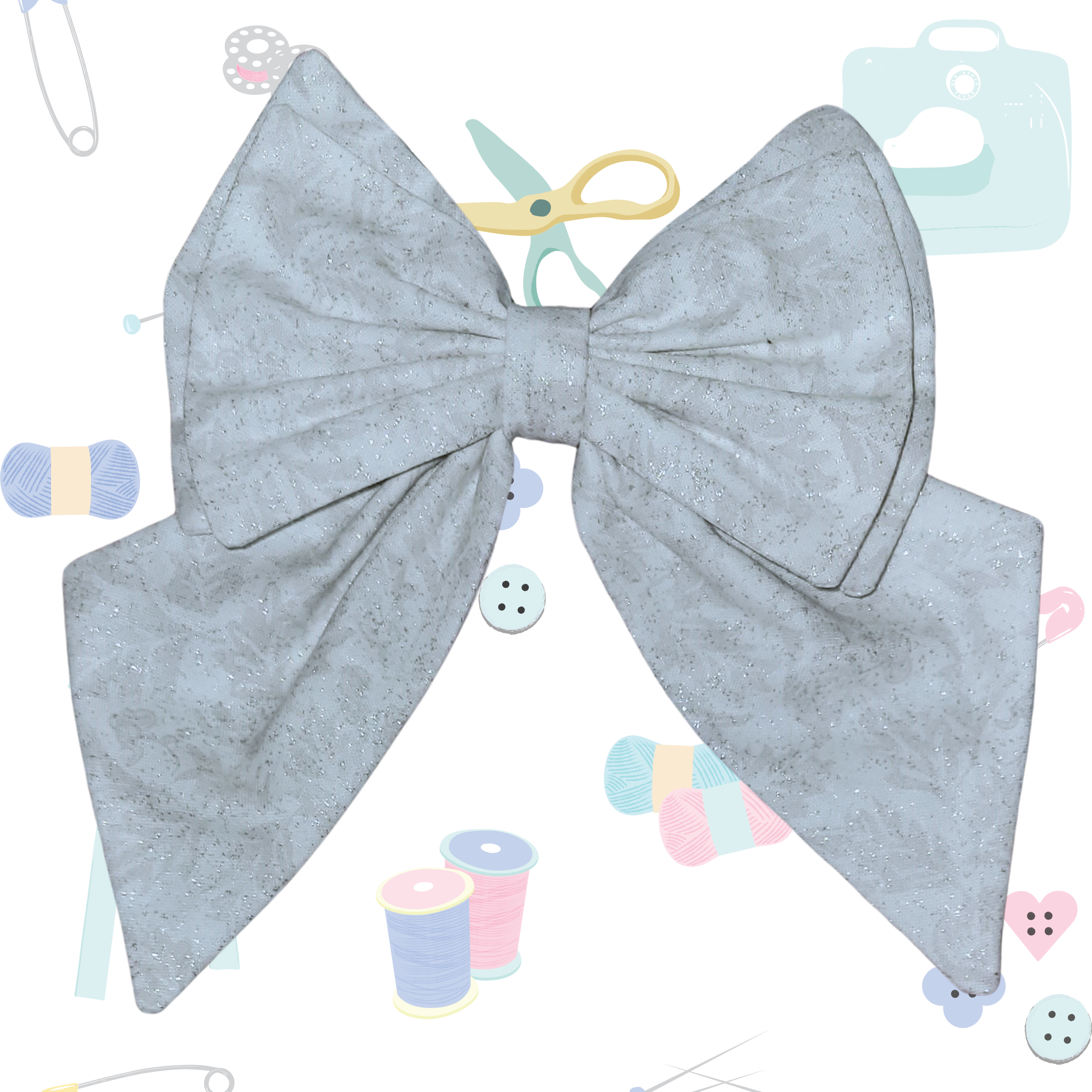 Standard Sailor Bow - Glitter Silverleaf