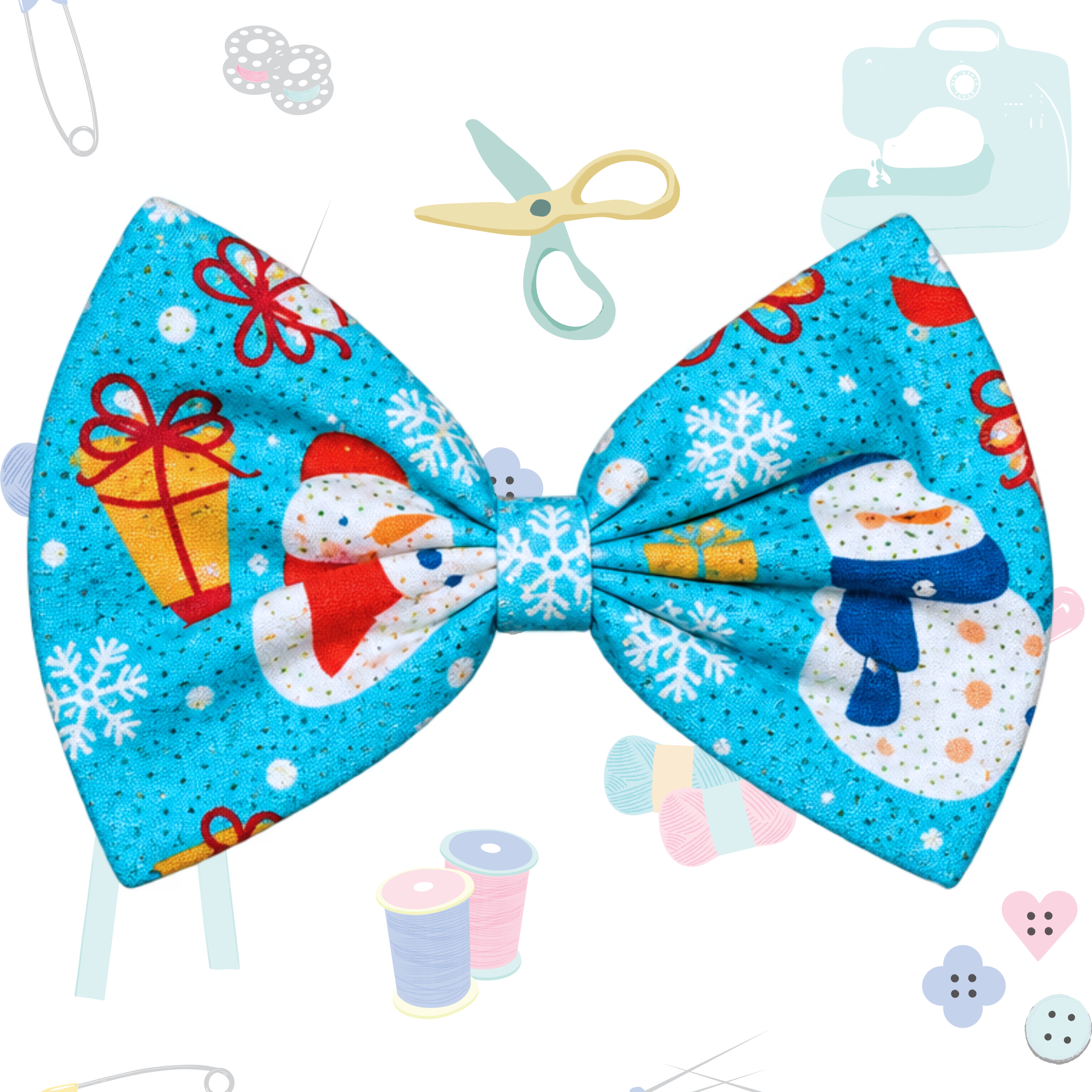 Small Single Bow - Glitter Snowman