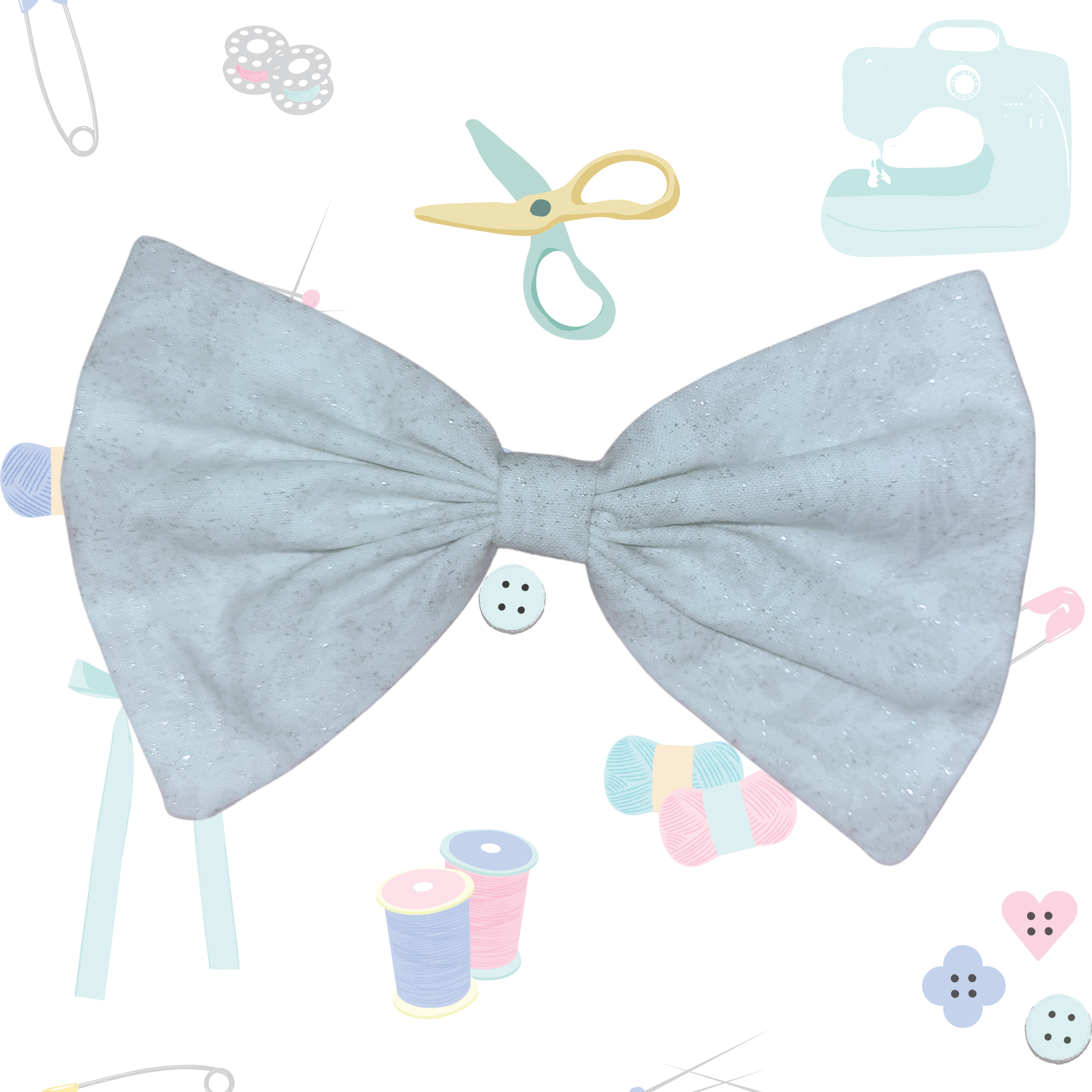 Small Single Bow - Glitter Silverleaf