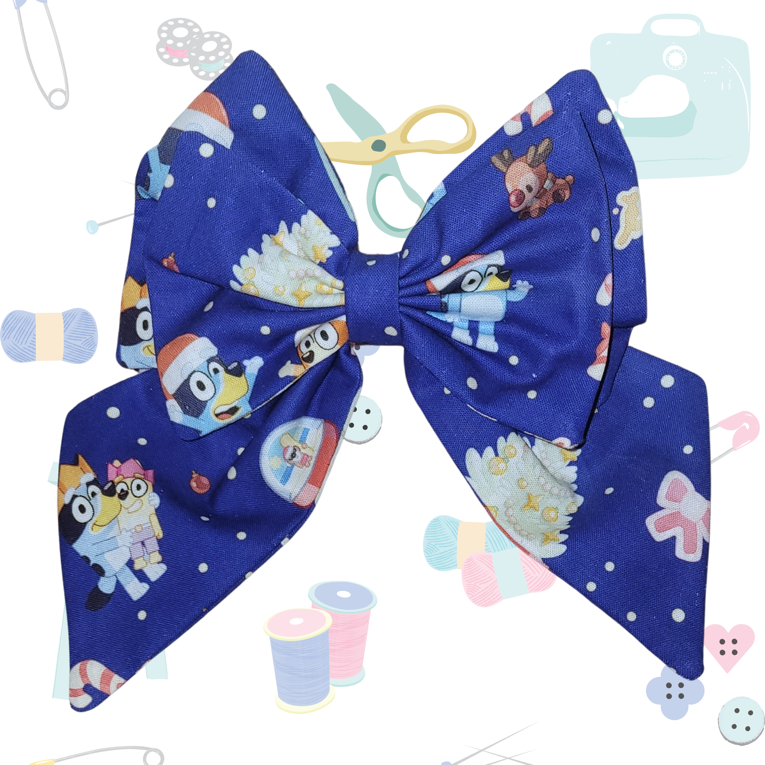Standard Sailor Bow - Christmas Blue Dog
