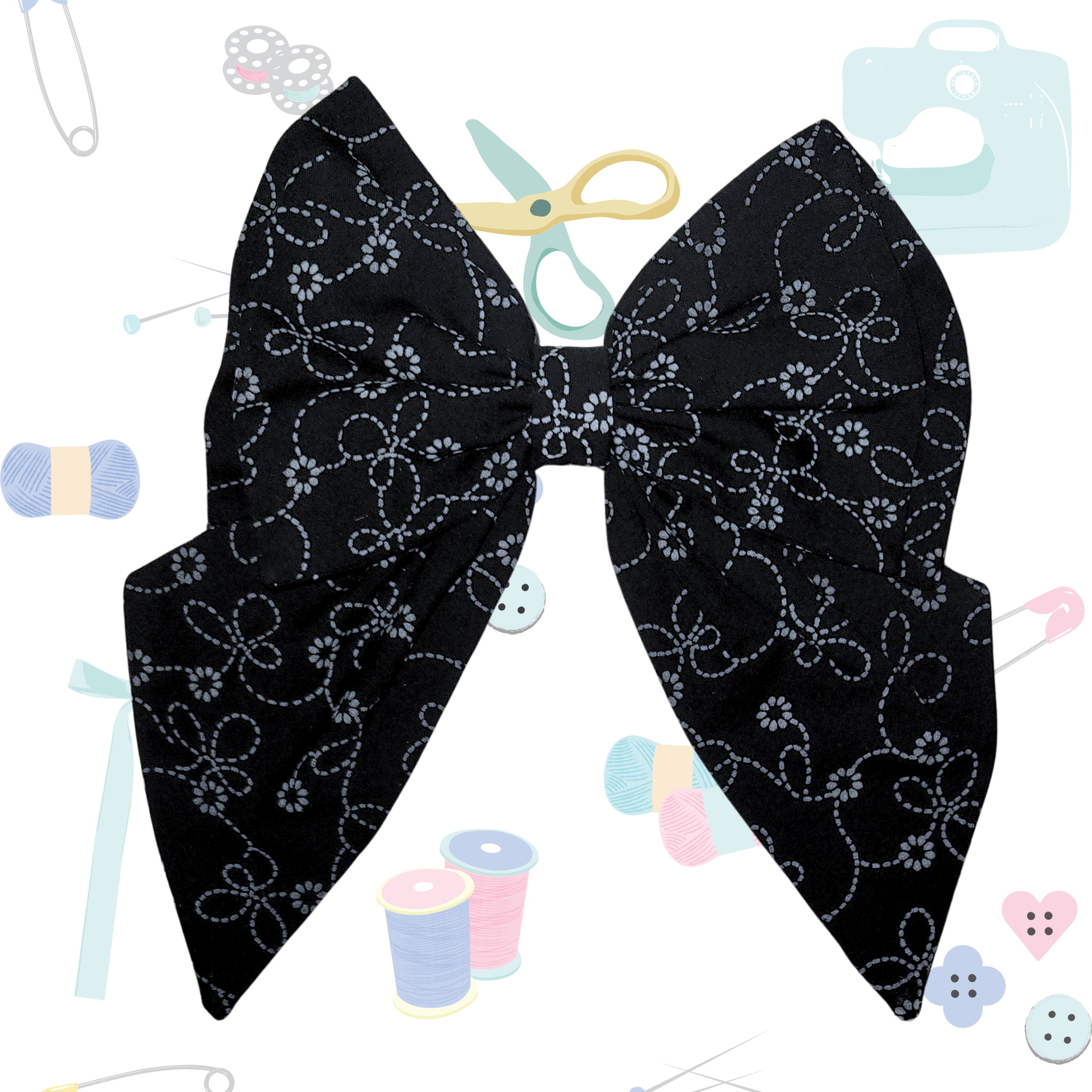 Standard Sailor Bow - BLACK FLORAL
