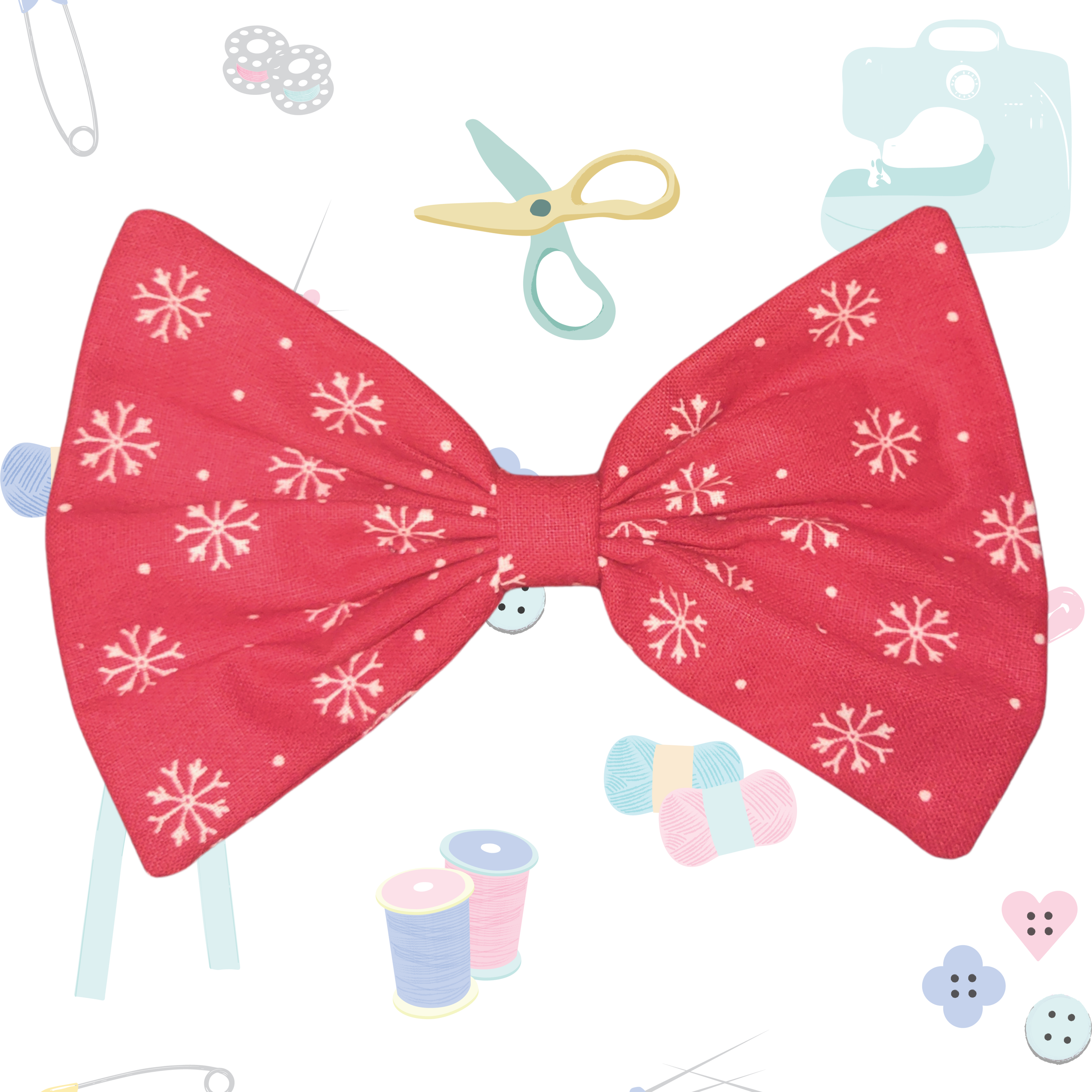 Small Single Bow - Red Snowflake