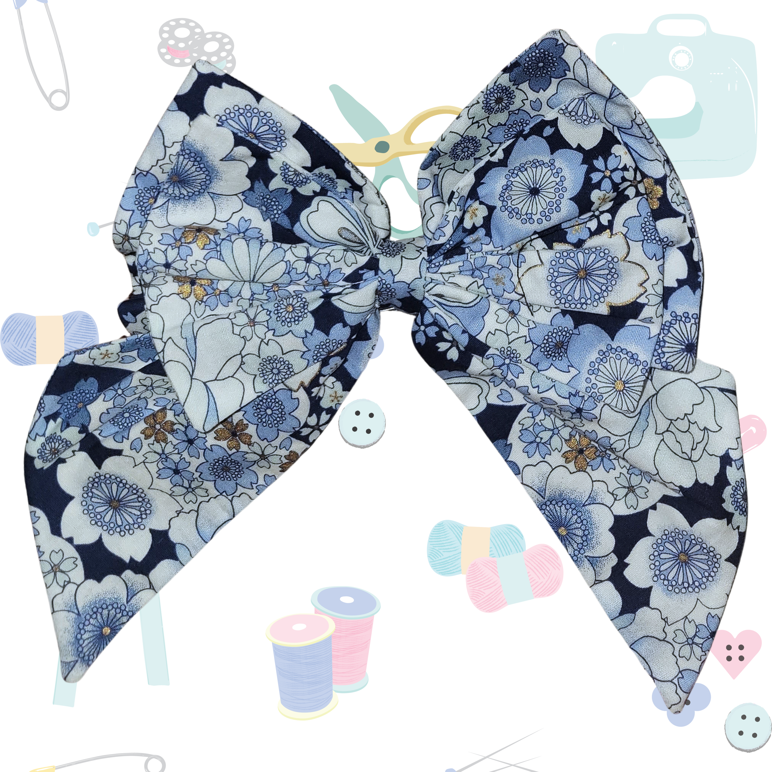 Standard Sailor Bow - Blue Flower Power