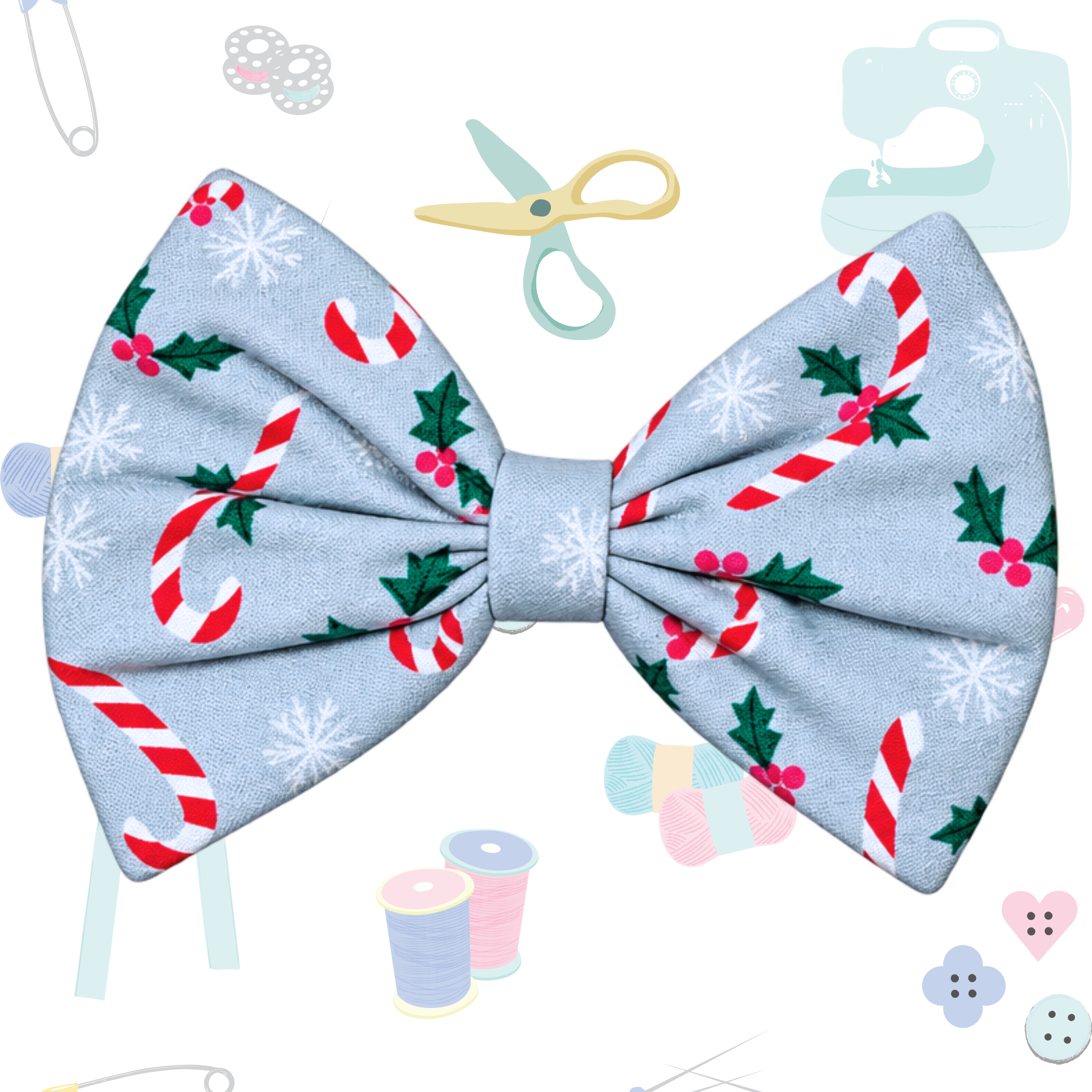 Small Single Bow - Blue Candycane
