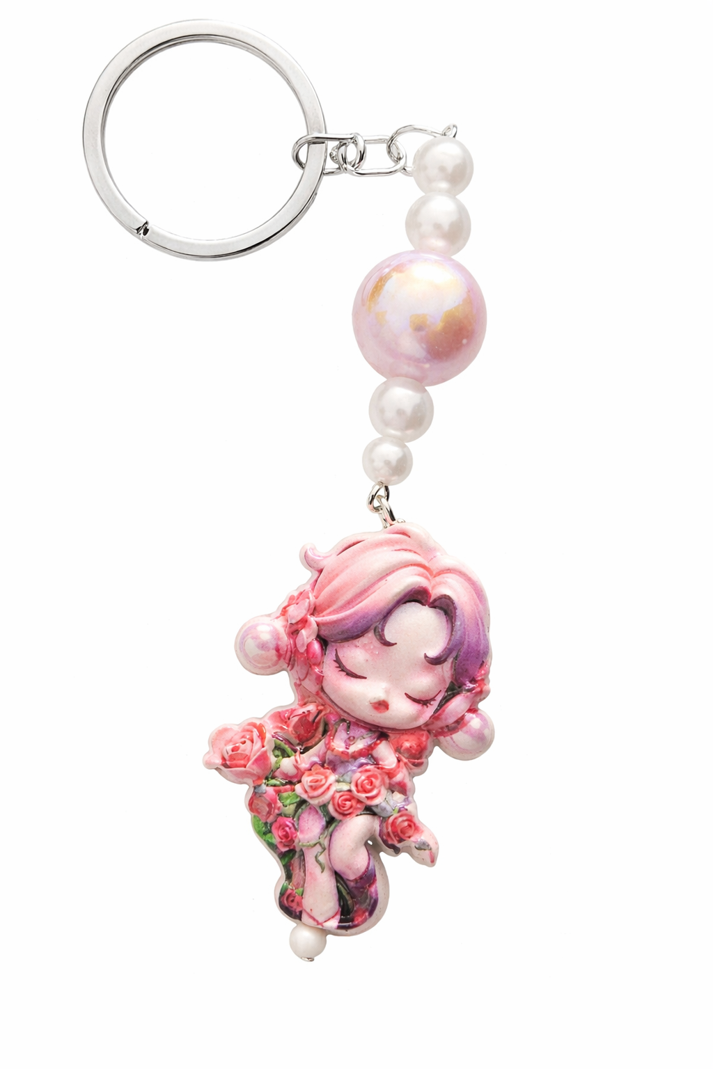 Rose Skull Panda Keychain