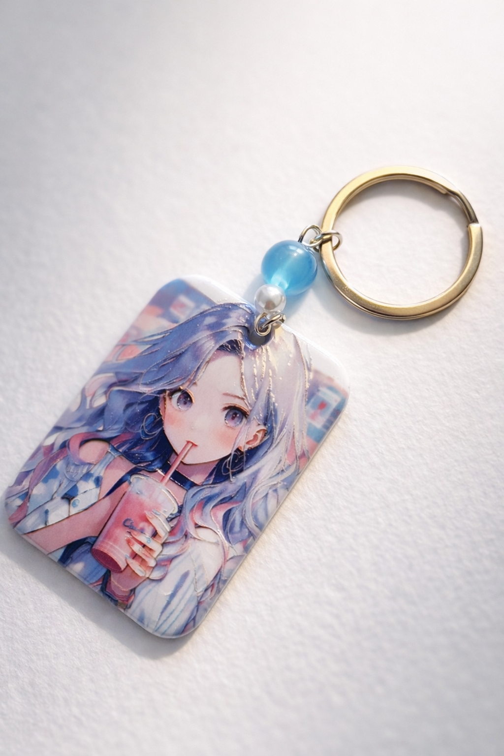Lumiya with Bubble Drink Anime Girl Keychain – Handmade