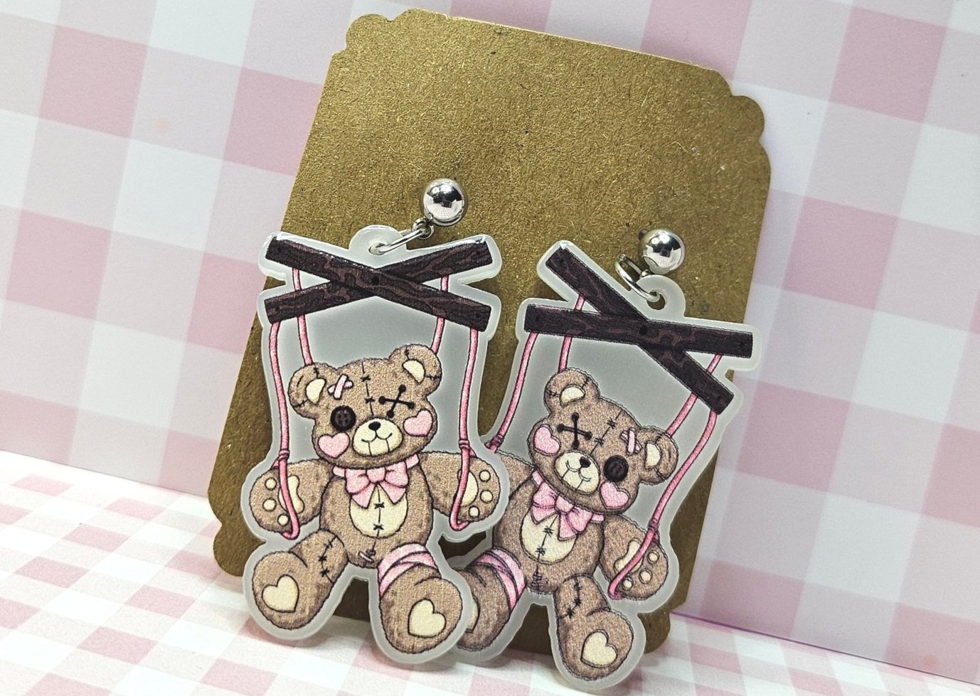Puppet Teddy - Creepy Kawaii Gothic Earrings