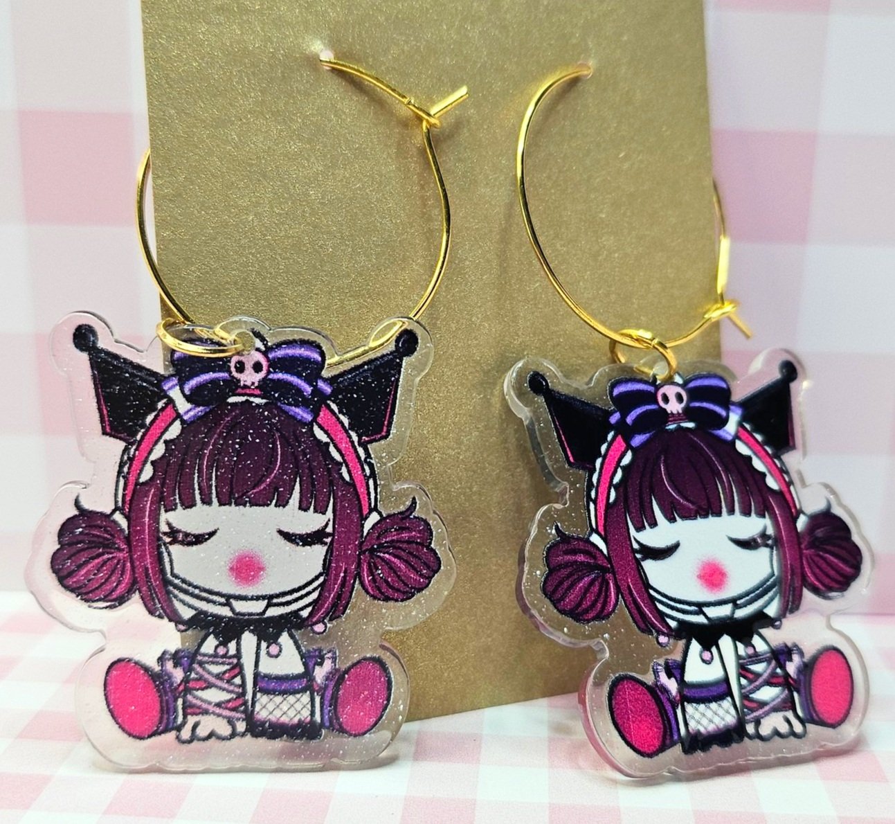 Kuromi Skull Panda - Creepy Kawaii Gothic Earrings - Sanrio