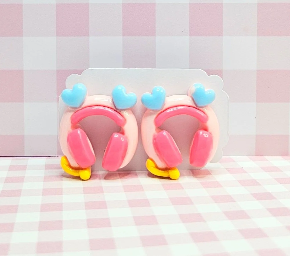Pink - Gamer Girl Headset Charm Stud Earrings - Stylish Jewelry for Gamer Girls
