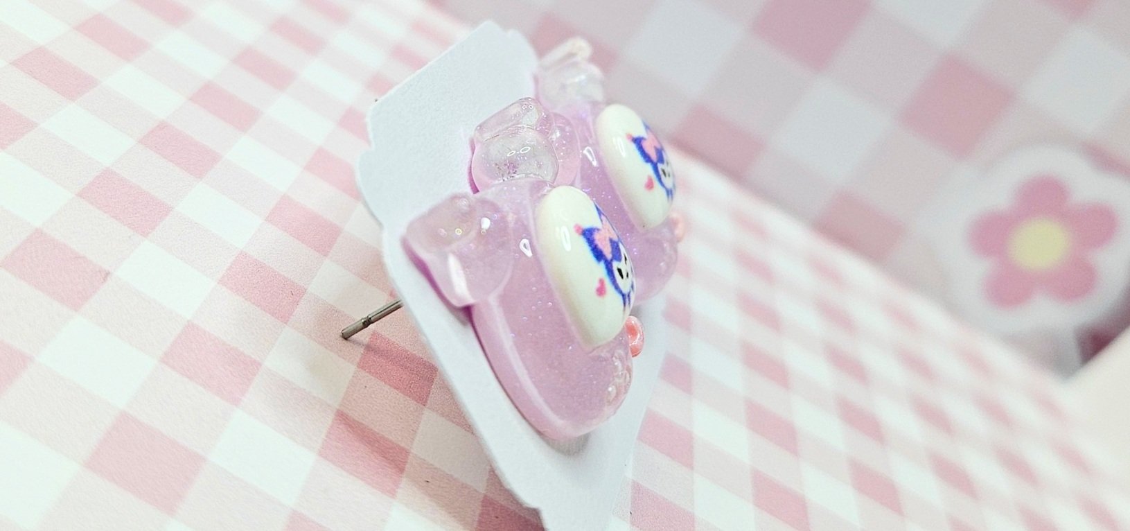 Kuromi Gamer - Glitter - Sanrio Kawaii Earrings Kuromi Skull