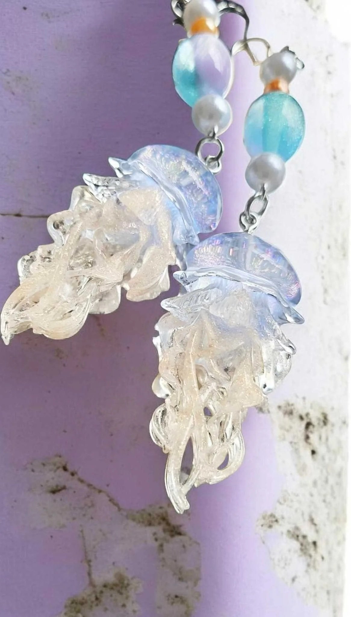 Carnelian Gold Ethereal Jellyfish Dangle Earrings – Ocean Dream Collection