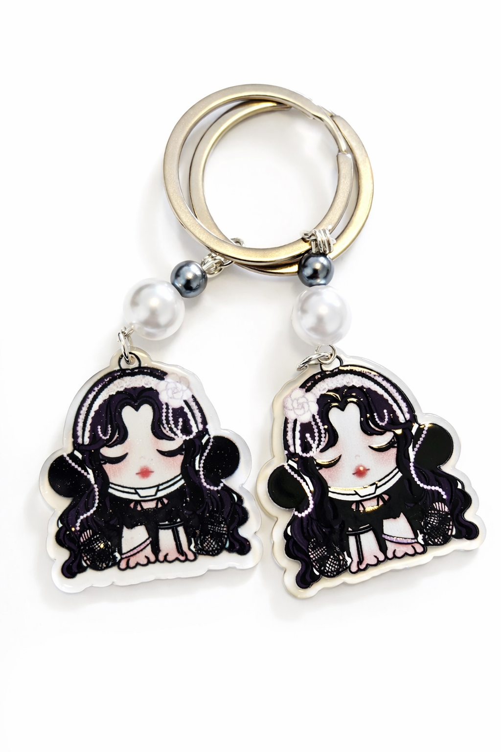 Velvet Mourning Doll SkullPanda Chibi Keychain