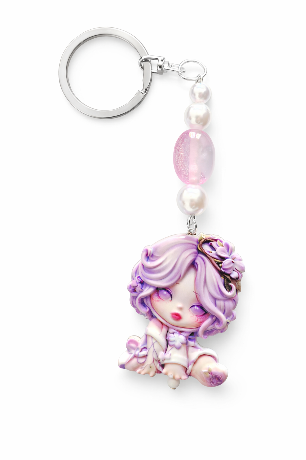 Lavender  Fairy Skull Panda Keychain