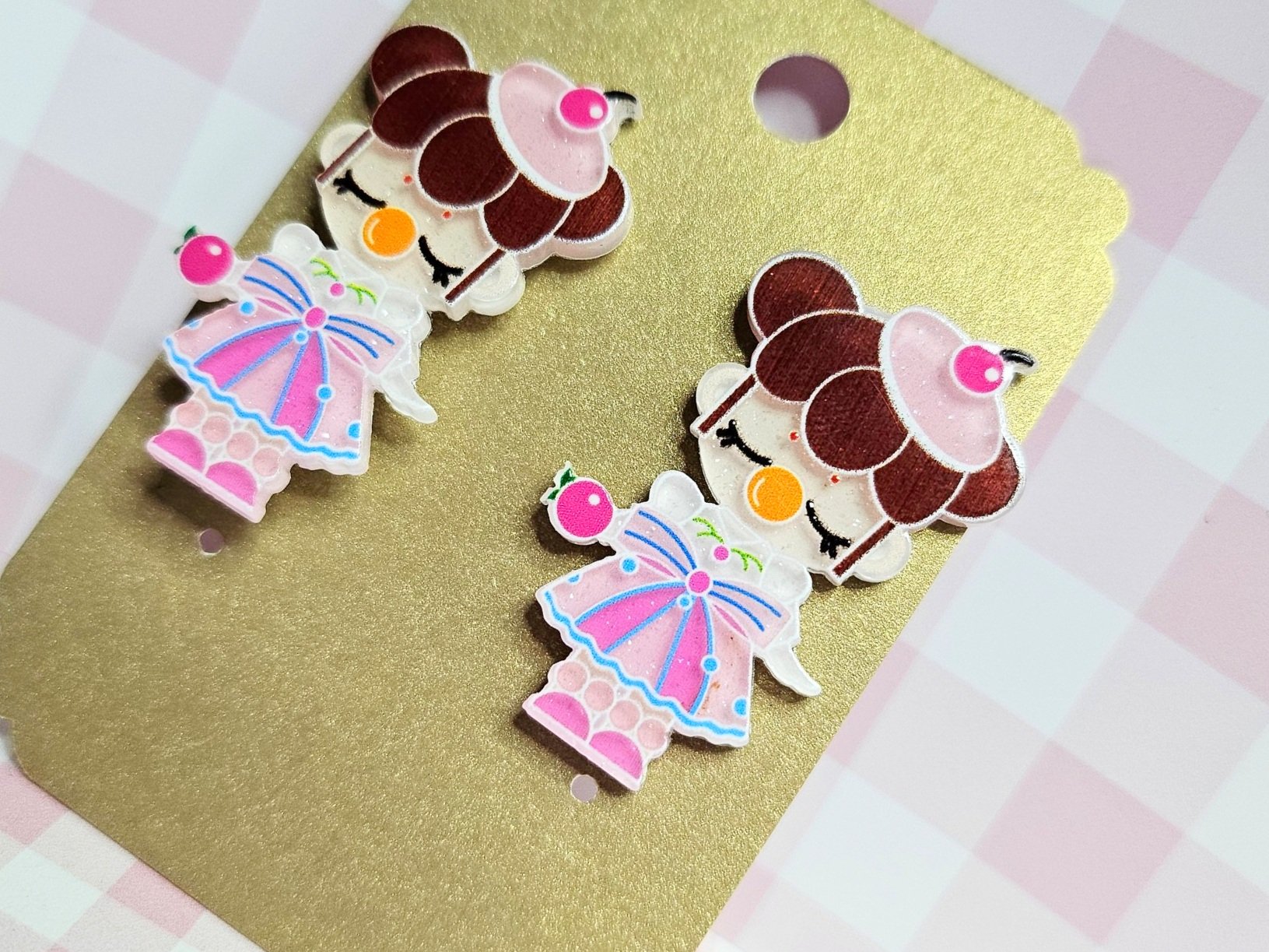 Bubble Nanci stud earrings, kawaii earrings, cute Nanci earrings, hypoallergenic earrings, kawaii fashion accessories, Bubble girl Nanci earrings, Eevee Luna shop
