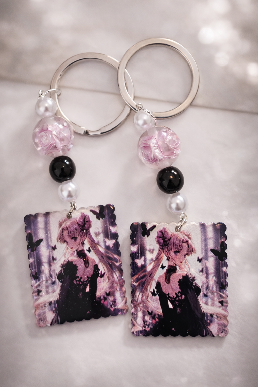 Darkness Butterfly Usagi – Gothic Magical Girl Handmade Keychain