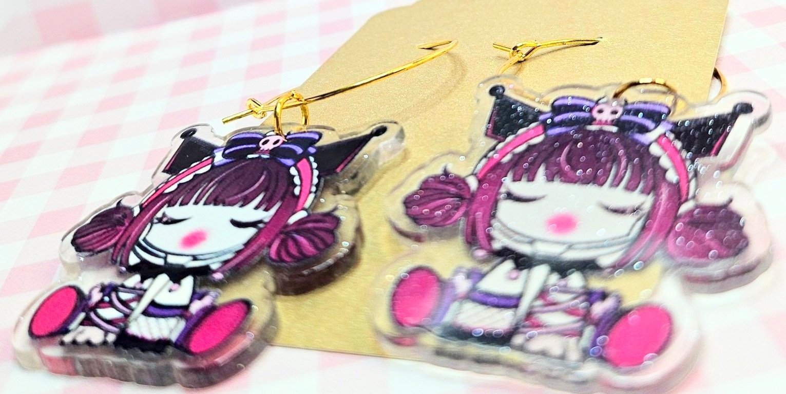 Kuromi Skull Panda - Creepy Kawaii Gothic Earrings - Sanrio