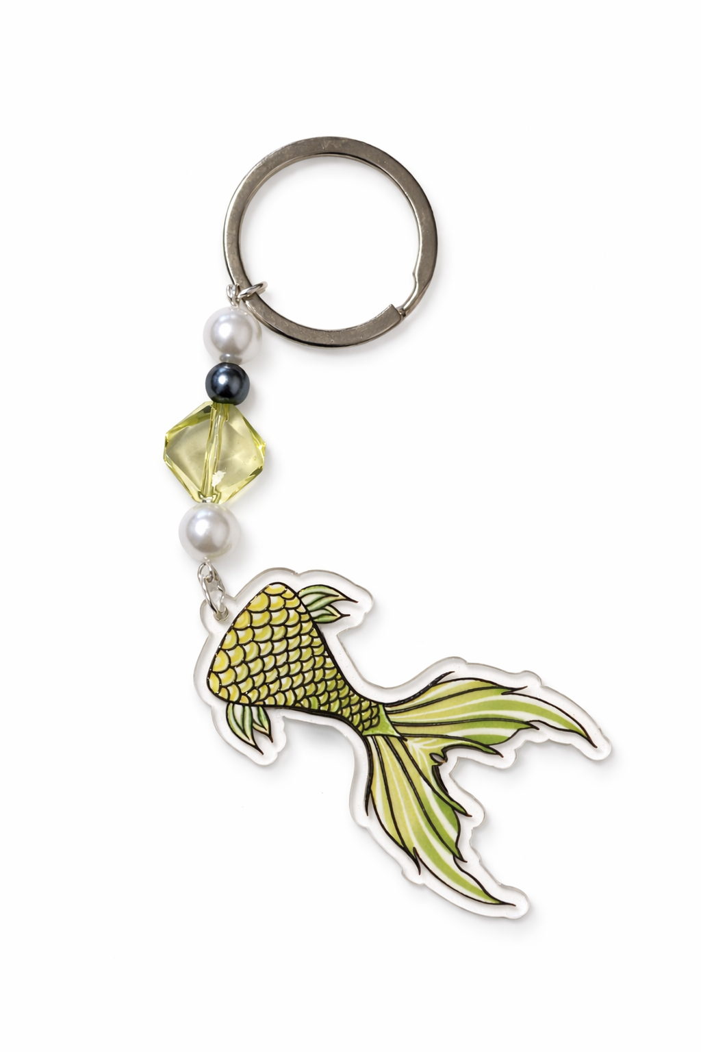 Peridot Green Mermaid Tail Keychain – Ocean Fantasy Kawaii Charm