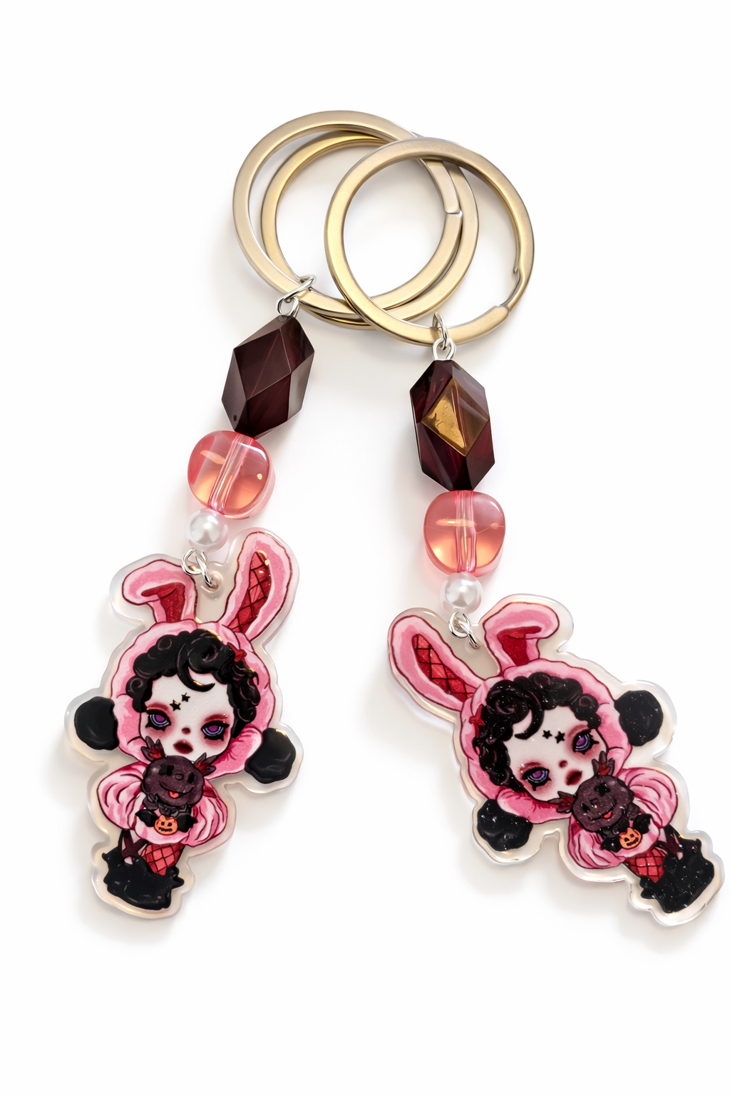 Bunny or Dog Skull Panda Keychain