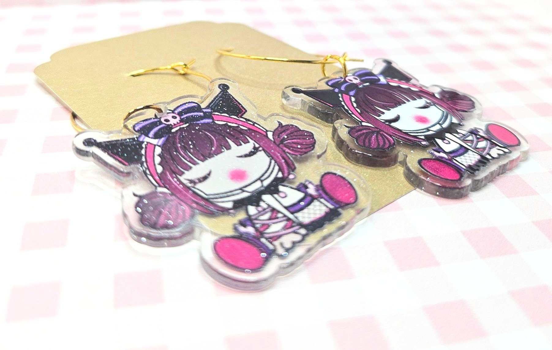 Kuromi Skull Panda - Creepy Kawaii Gothic Earrings - Sanrio