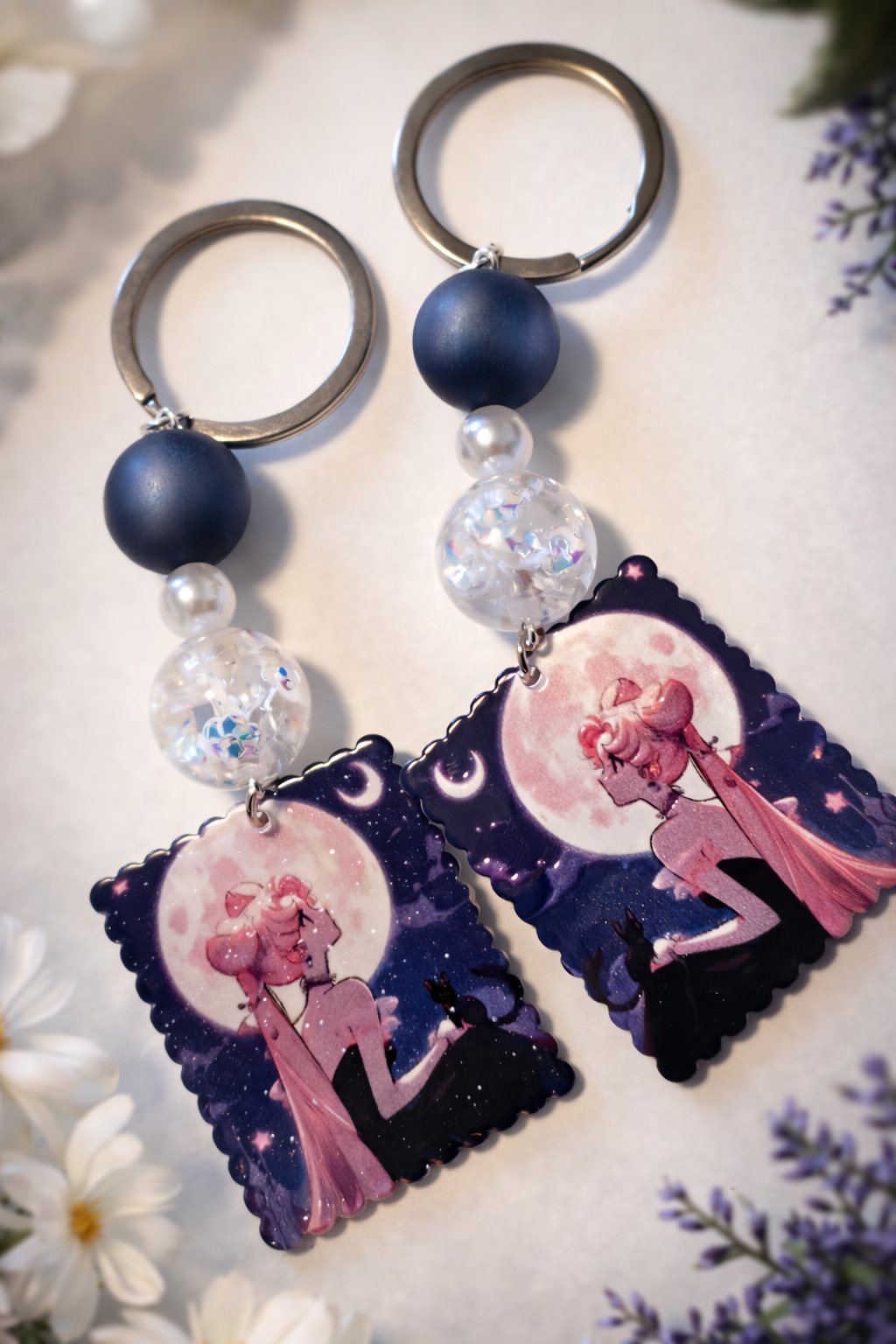 Usagi Tsukino Handmade Sailor Moon Magical Girl Keychain – Elegant Black Dress