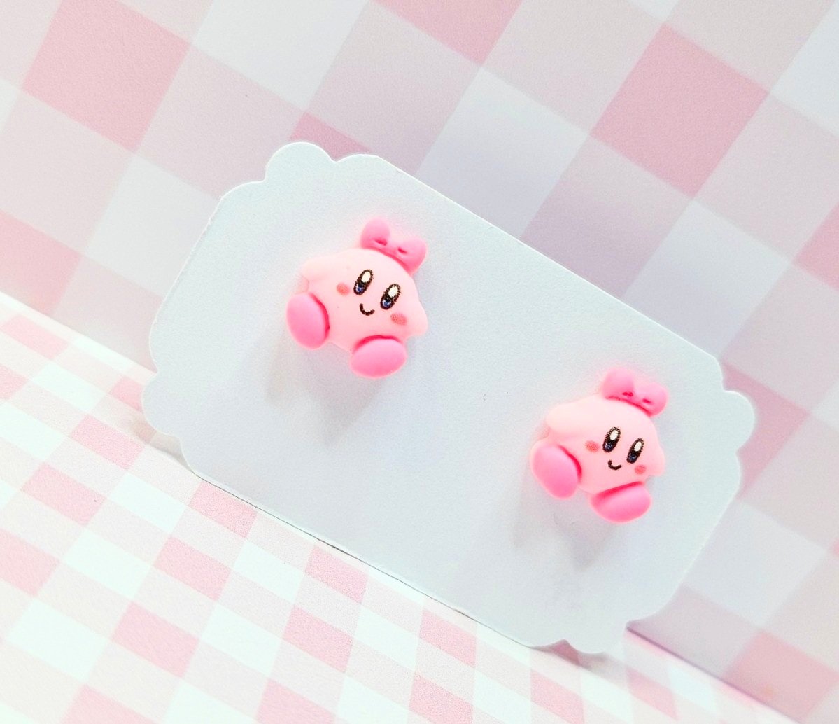 Pink Bow - Kirby Stud Charm Earrings