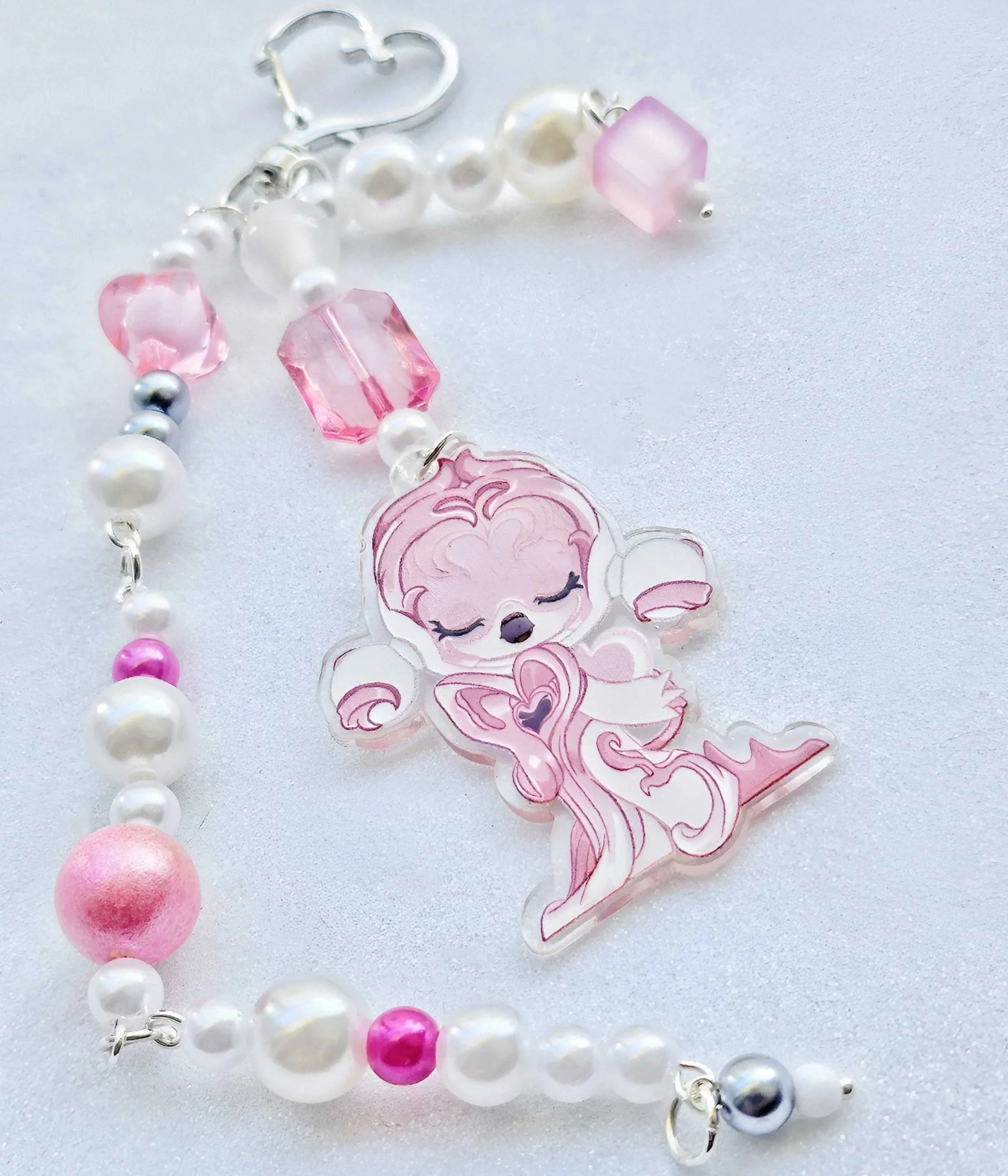 The Trust Skull Panada Skull Panda “The Truth”–Inspired Beaded Bag Clip / Case Charm – Handmade Soft Gothic Kawaii Accessory