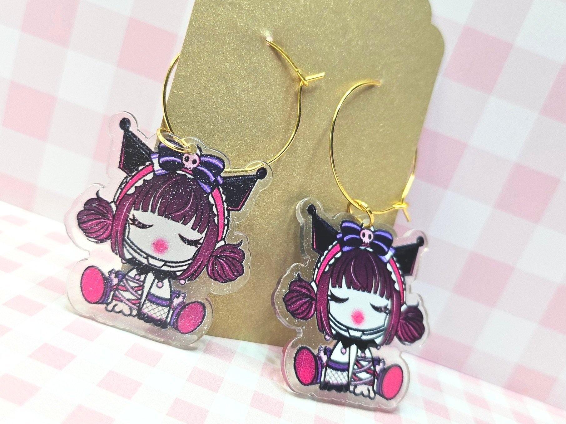 Kuromi Skull Panda - Creepy Kawaii Gothic Earrings - Sanrio