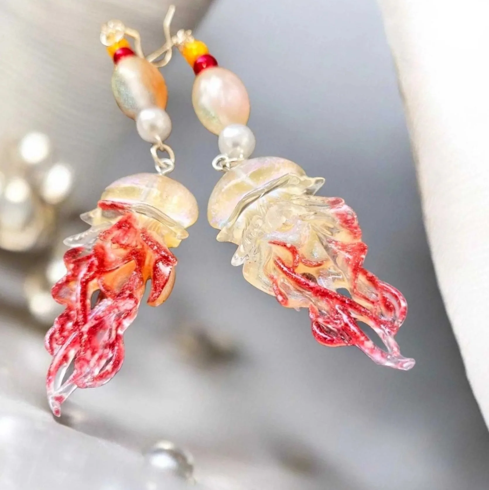 Dragon Ember Jellyfish Earrings