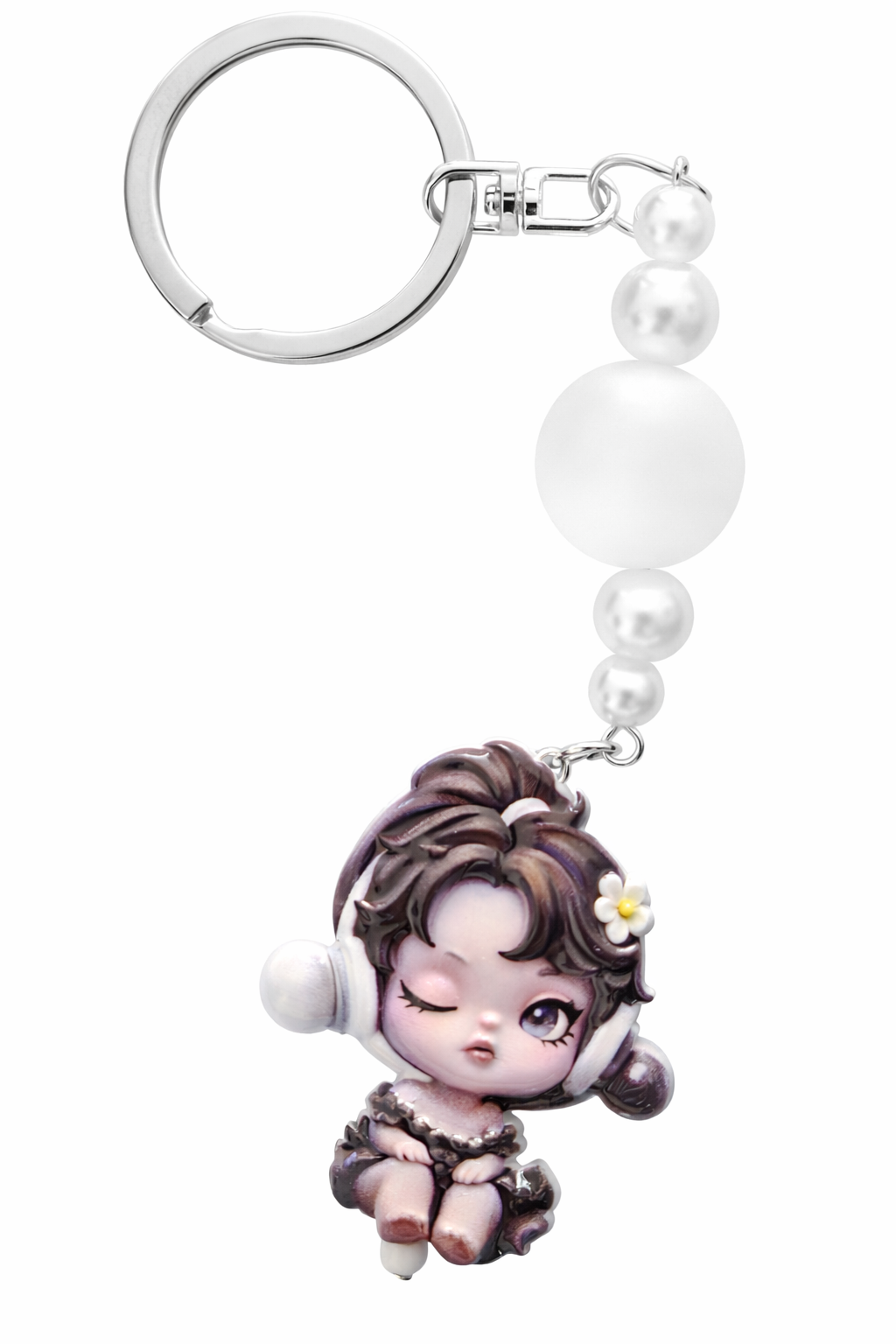 Dark Flower Skull Panda Keychain