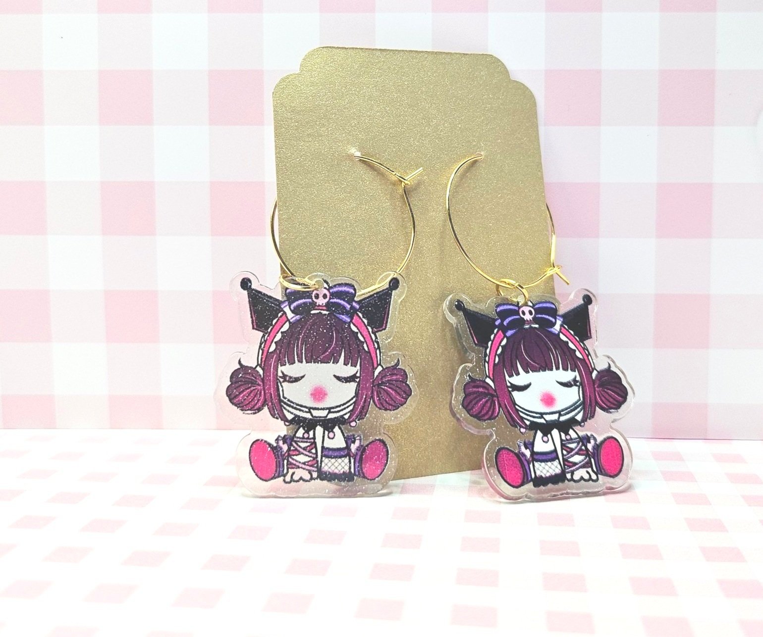 Kuromi Skull Panda - Creepy Kawaii Gothic Earrings - Sanrio