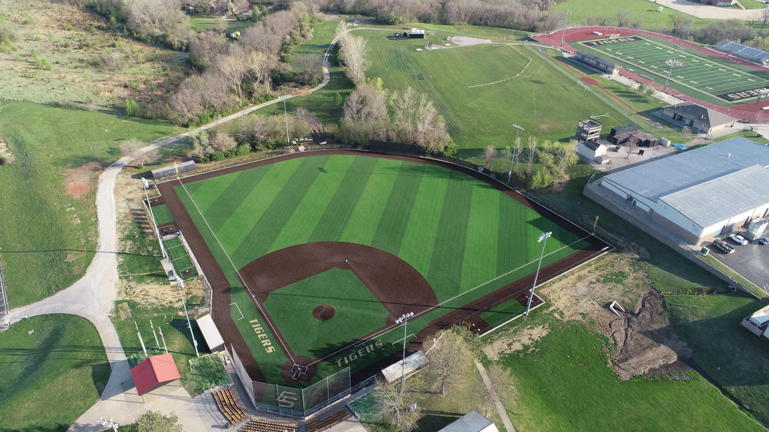 Picture of Excelsior Springs High School Baseball field [from 2021] taken with a DJI 4K drone