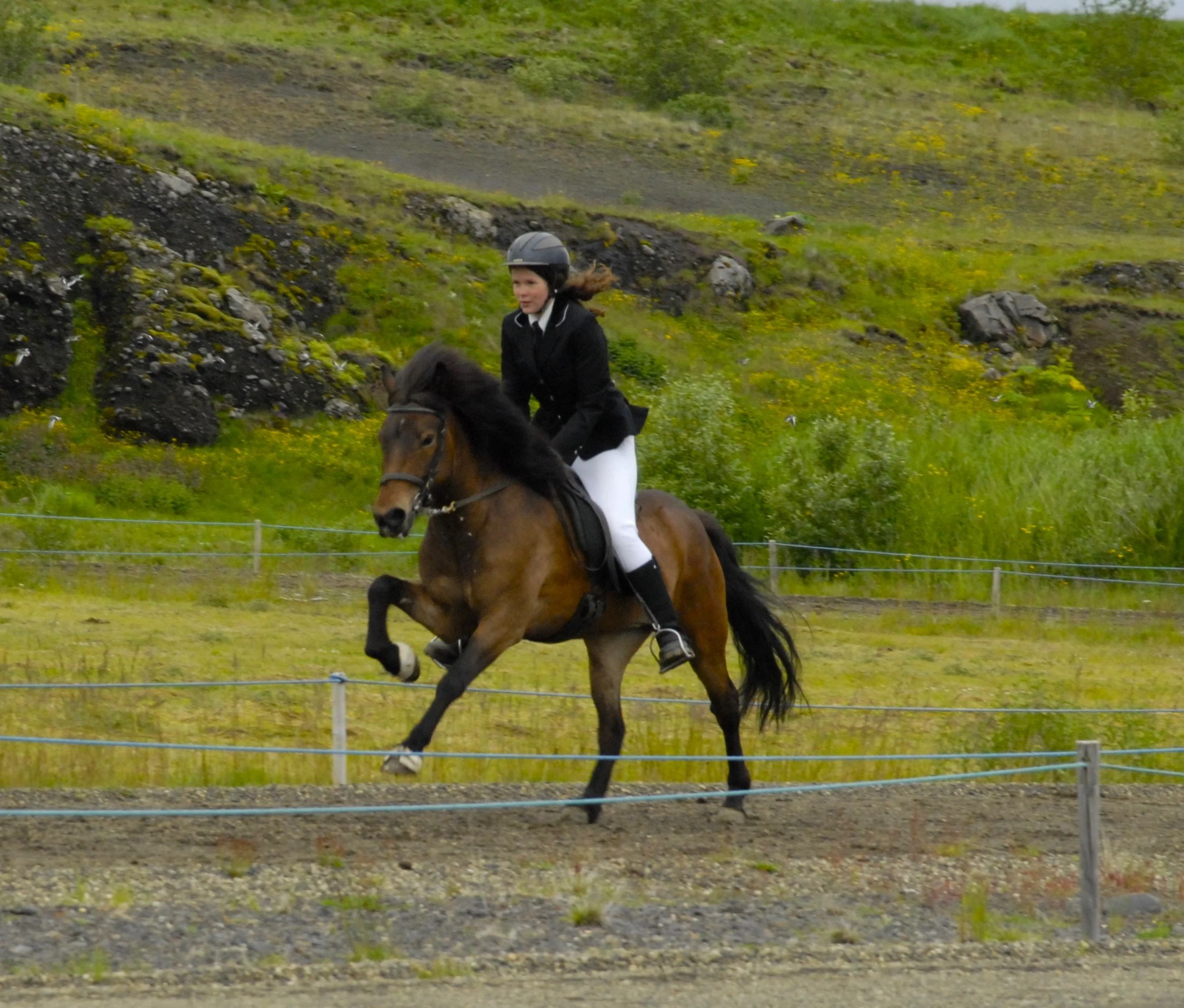 Sigurbjörg Bára riding Fjöður