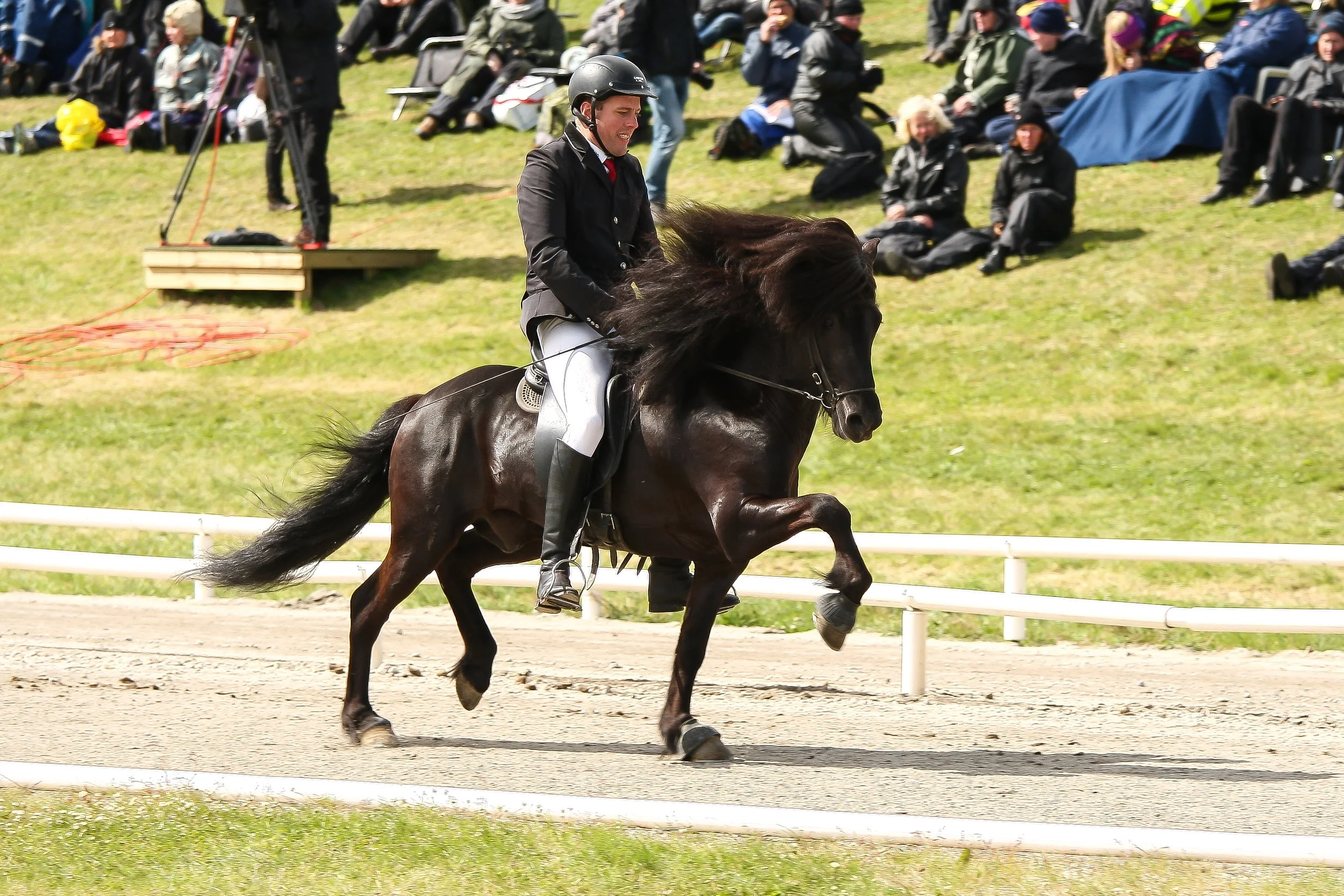 Sigurður Óli Kristinsson riding Hreyfill at the Landsmót 2014