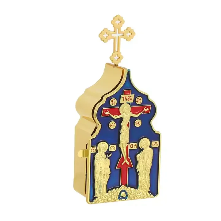 Portable Orthodox Holy Communion Chalice - Blue Enamel