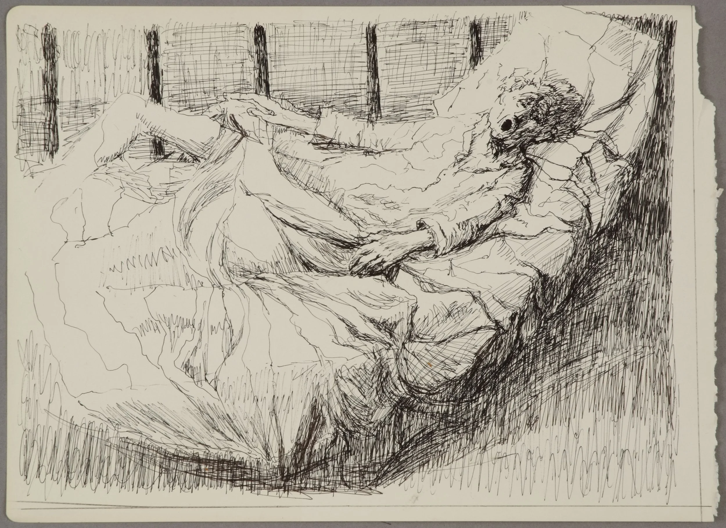 #1377 John in Hospital 1 (2012) Ink drawing 27 x 38 cms