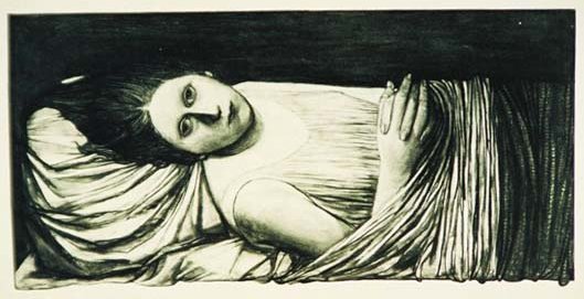 Woman in Bed (1975), 78 x 136 cm.