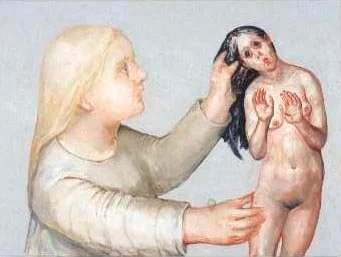 #1119  The Doll 1  (2002)  Painting,  46 x 62 cms