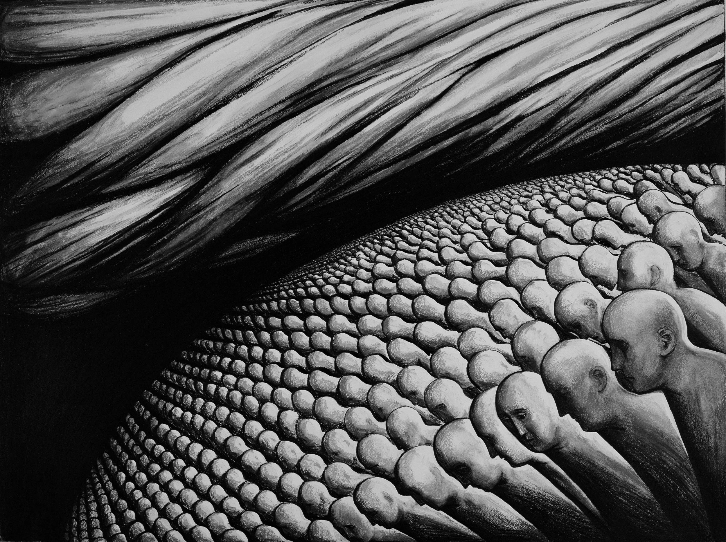 #256  The Edge of the World 2  (1987)  Charcoal drawing,  94 x 122 cms