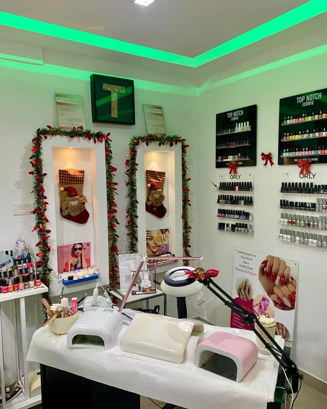 Santa called &mdash; he said our salon is looking extra cute this year! 🎅🎄 Come enjoy the festive glow!