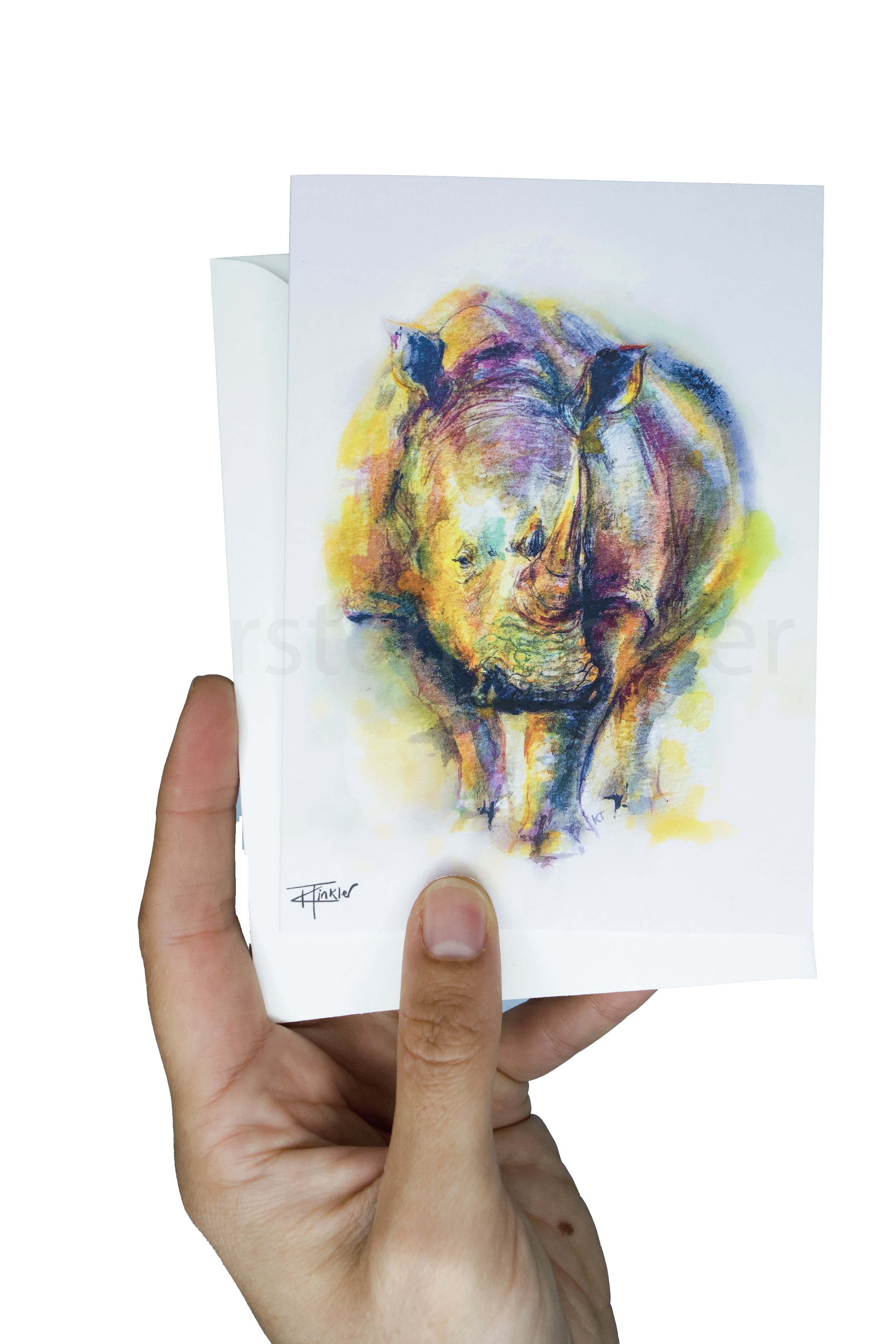 White Rhino Watercolour