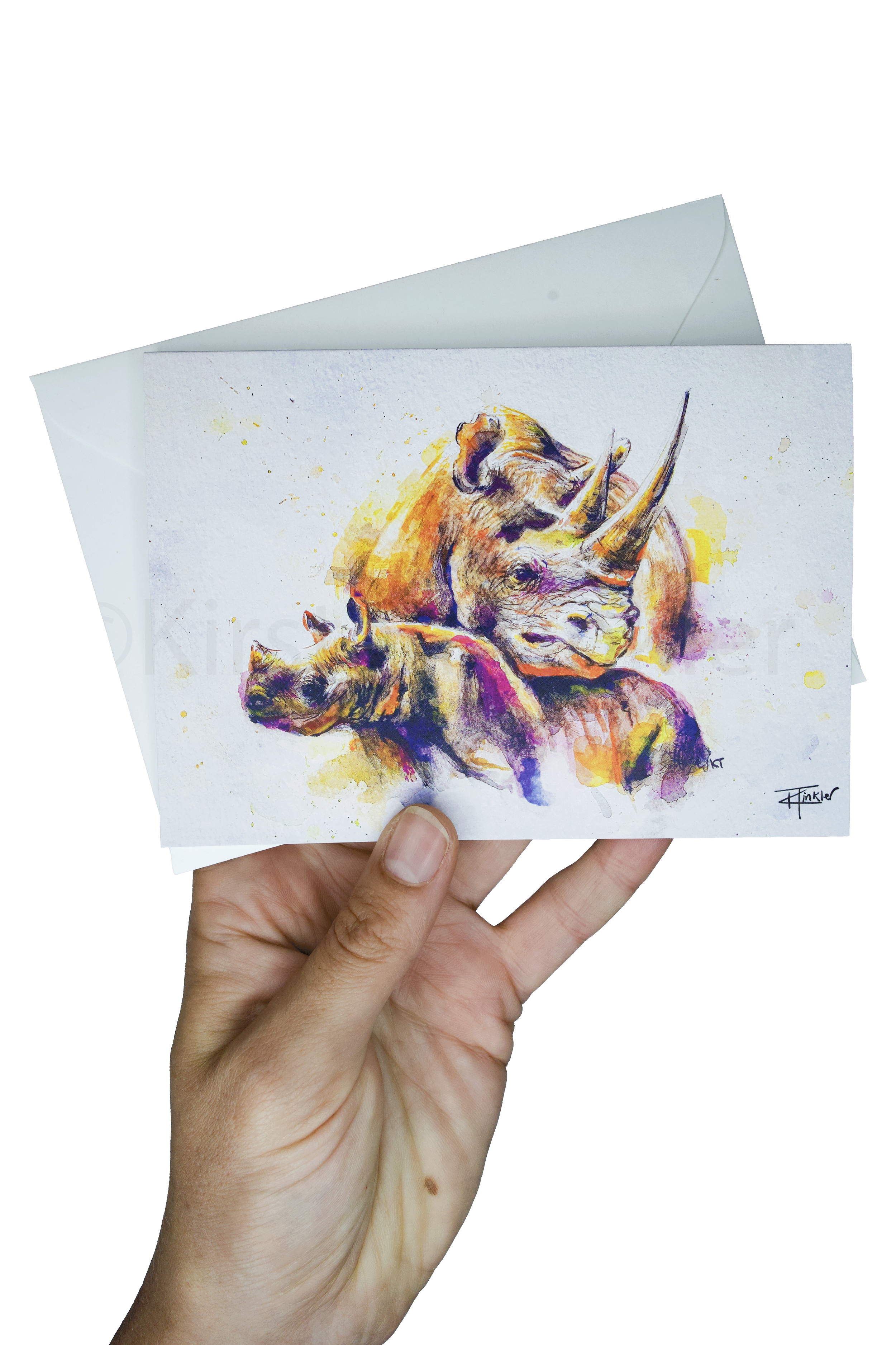 Black Rhino Watercolour