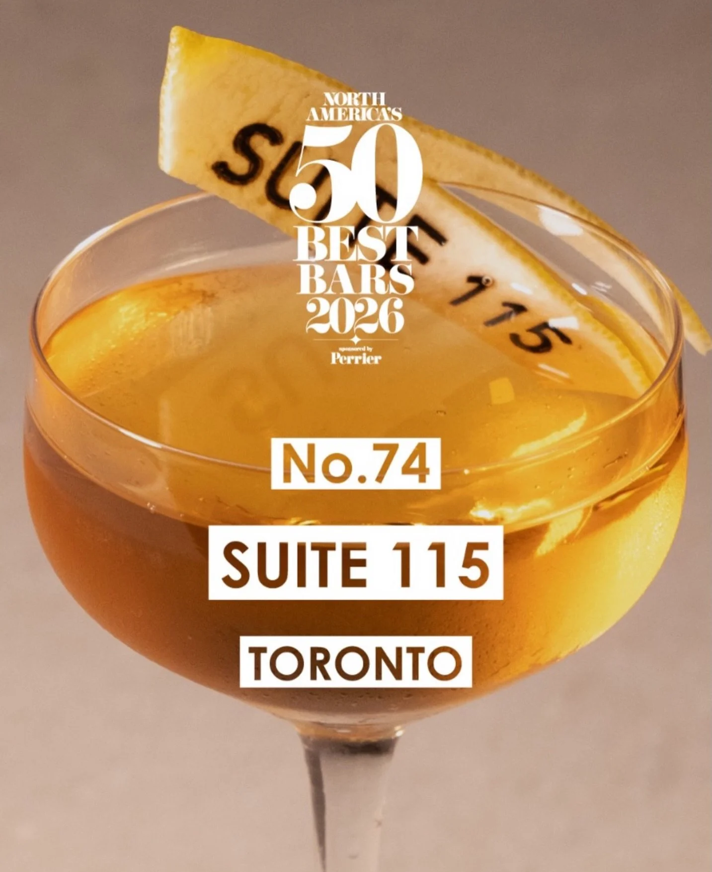 Proud to be ranked #74 on North America&rsquo;s 50 Best Bars ✨

This one&rsquo;s for the team, your passion and dedication made this possible 💛

Cheers to our fellow Canadian bars on the list. You continue to inspire us, and we&rsquo;re proud to be 
