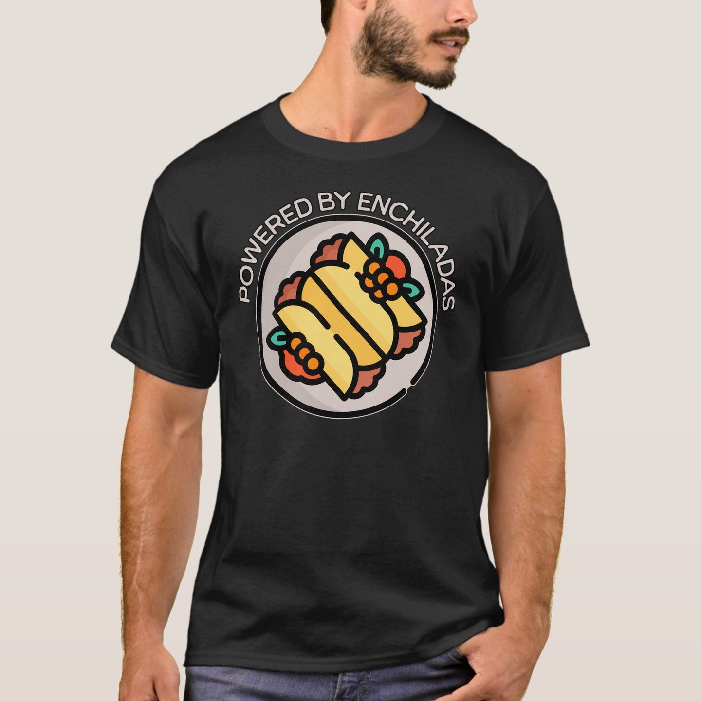 May 5th is National Enchilada Day. Design features an illustration of enchiladas and the text &quot;powered by enchiladas.&quot; #linkinbio
.
#zazzle #redbubble #teepublic #zazzlemade #shirt #stickers #mugs #nationalenchiladasday #enchiladas