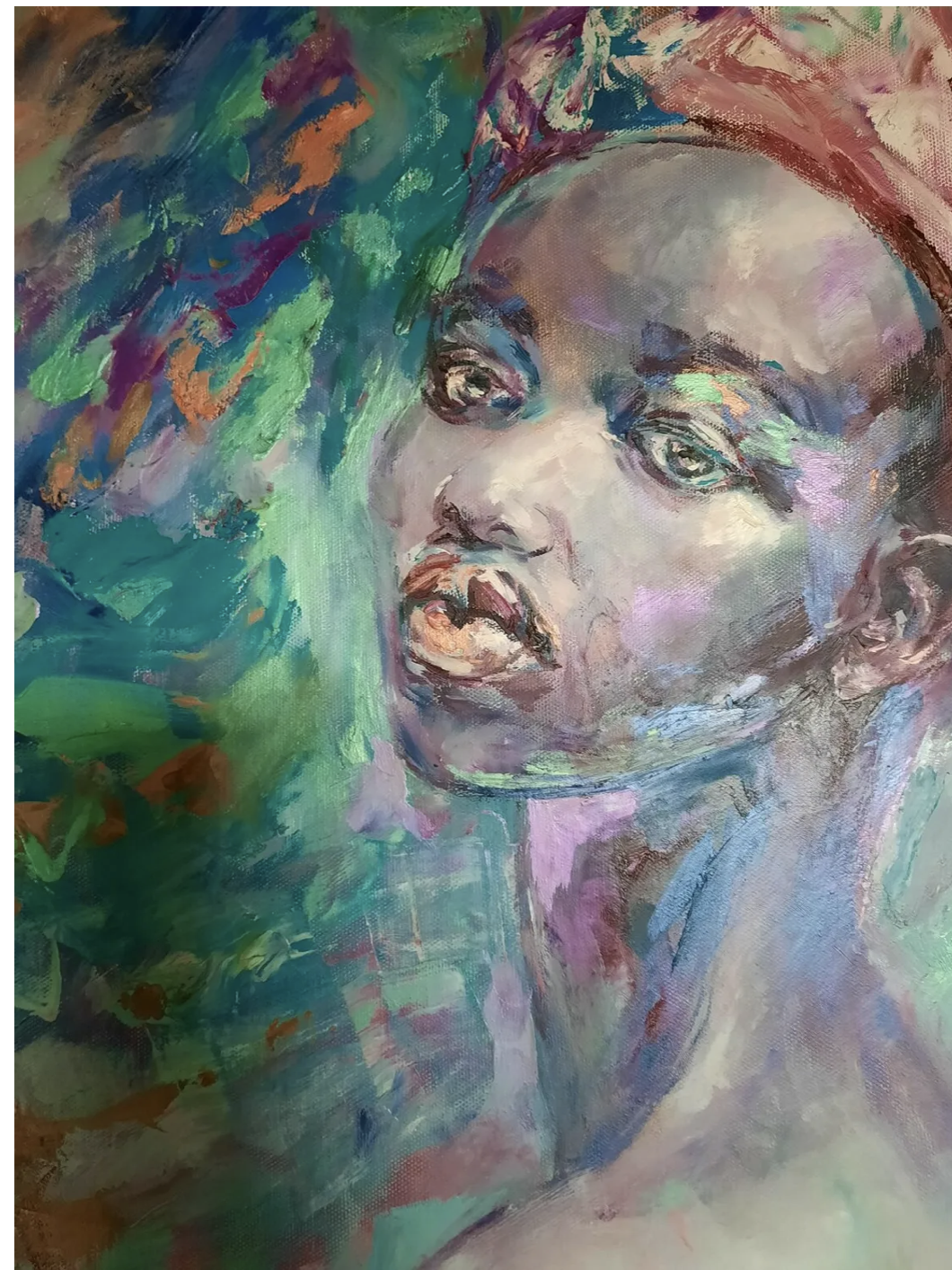 Oil painting Phoenix by artist Anna Privaloff - details