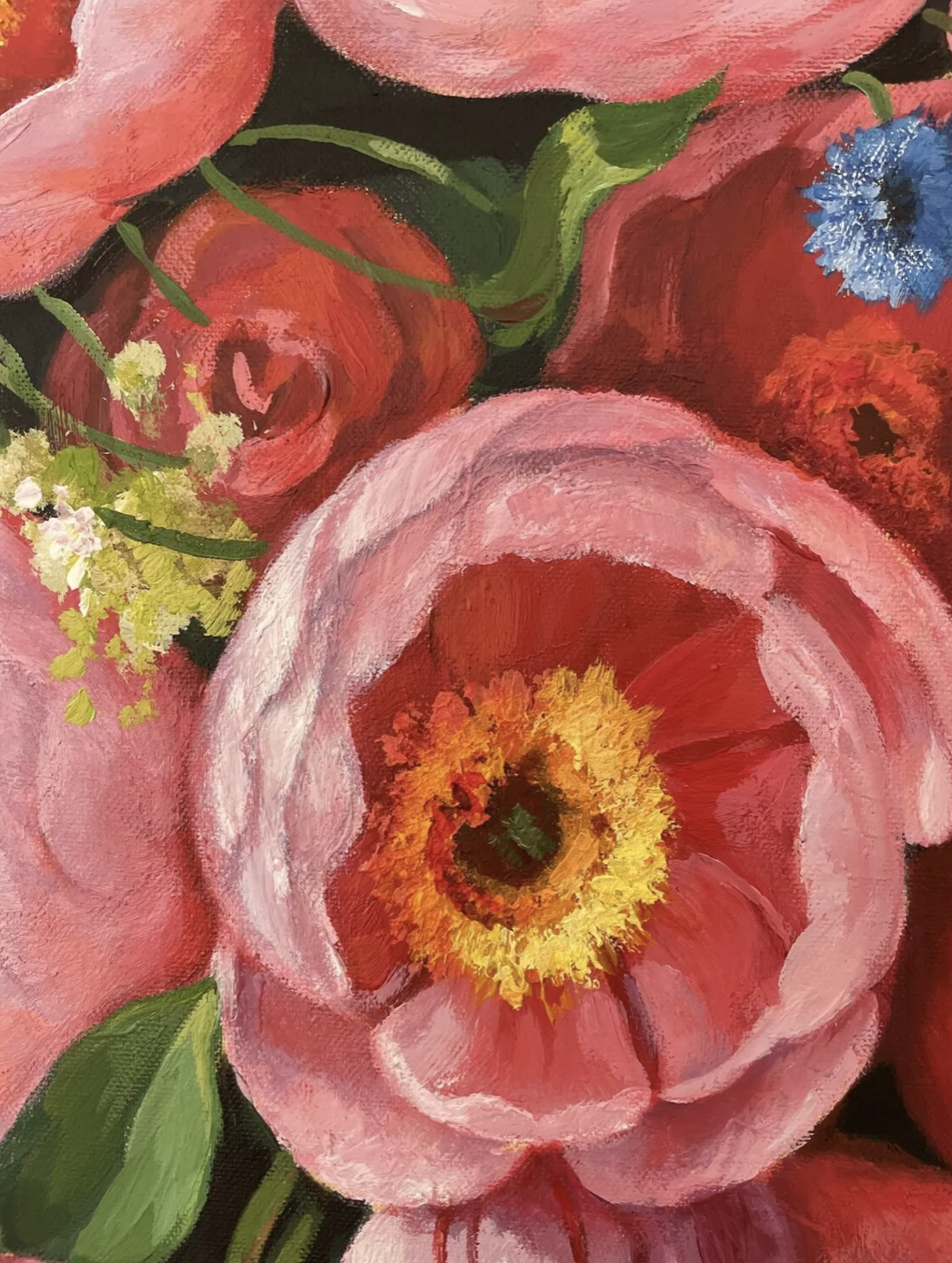 Anna Reznikova's art Bouquet Peonies in Chinese Vase - details