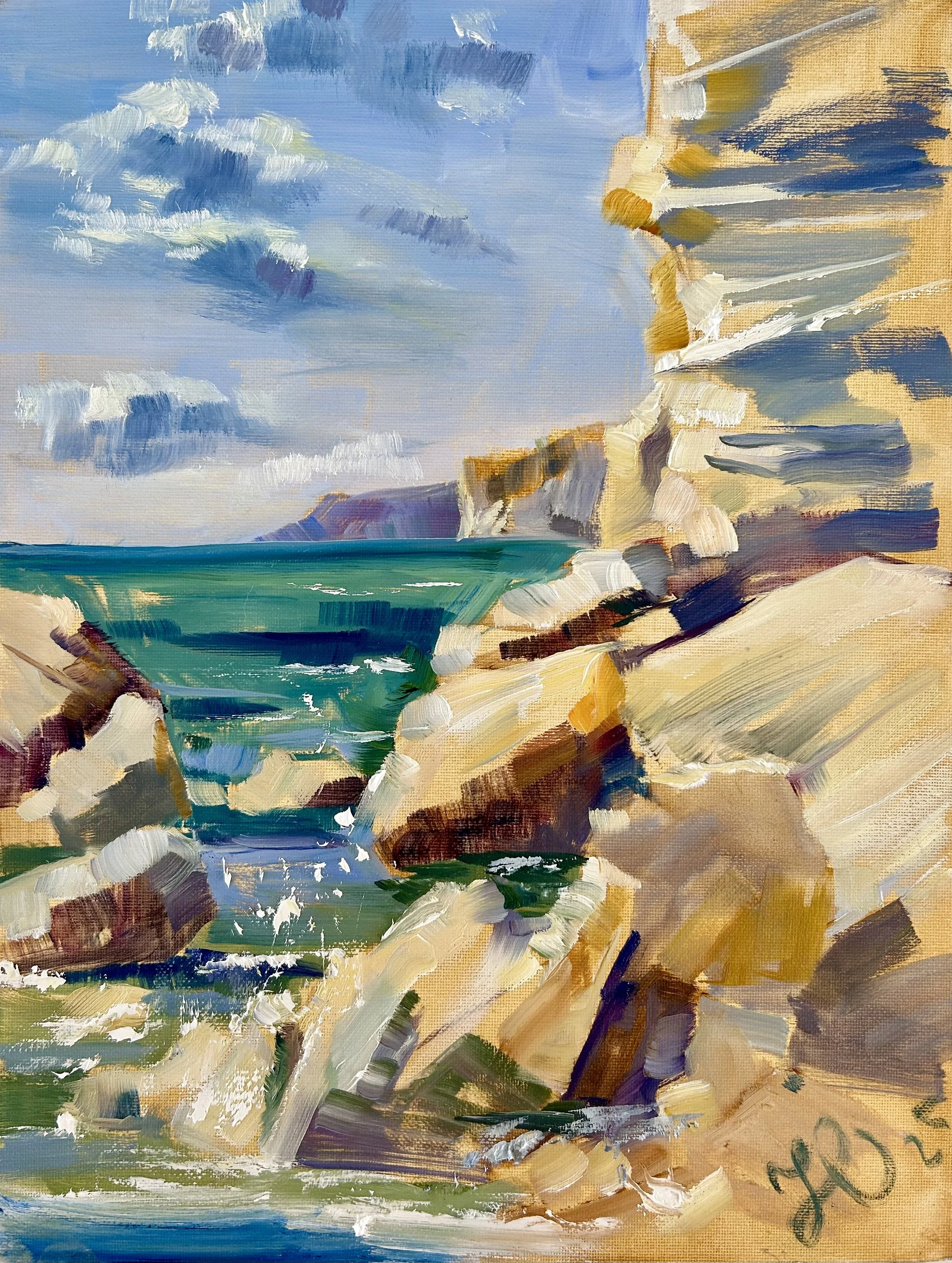 Sea and yellow stones