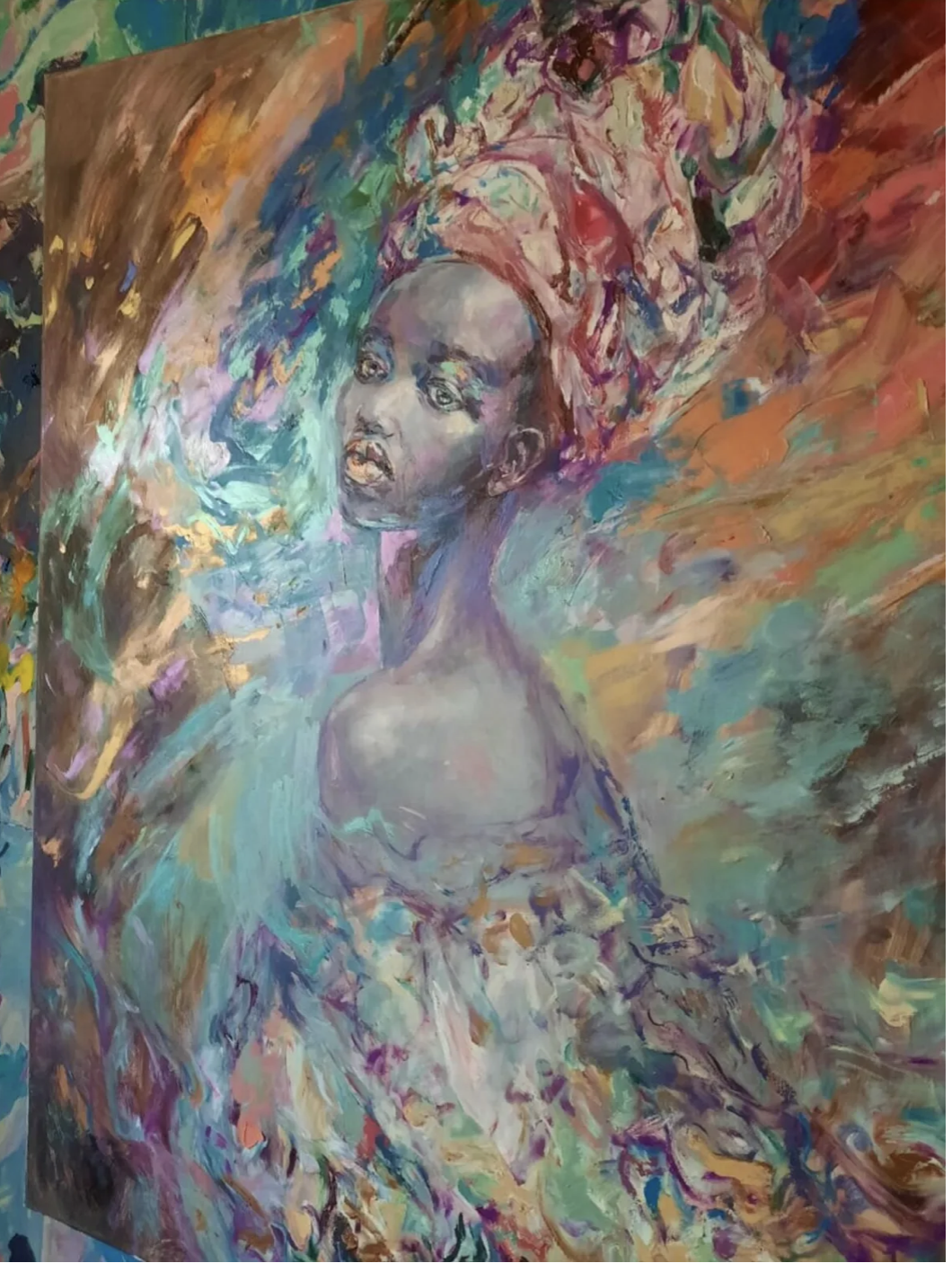 Oil painting Phoenix by artist Anna Privaloff - details